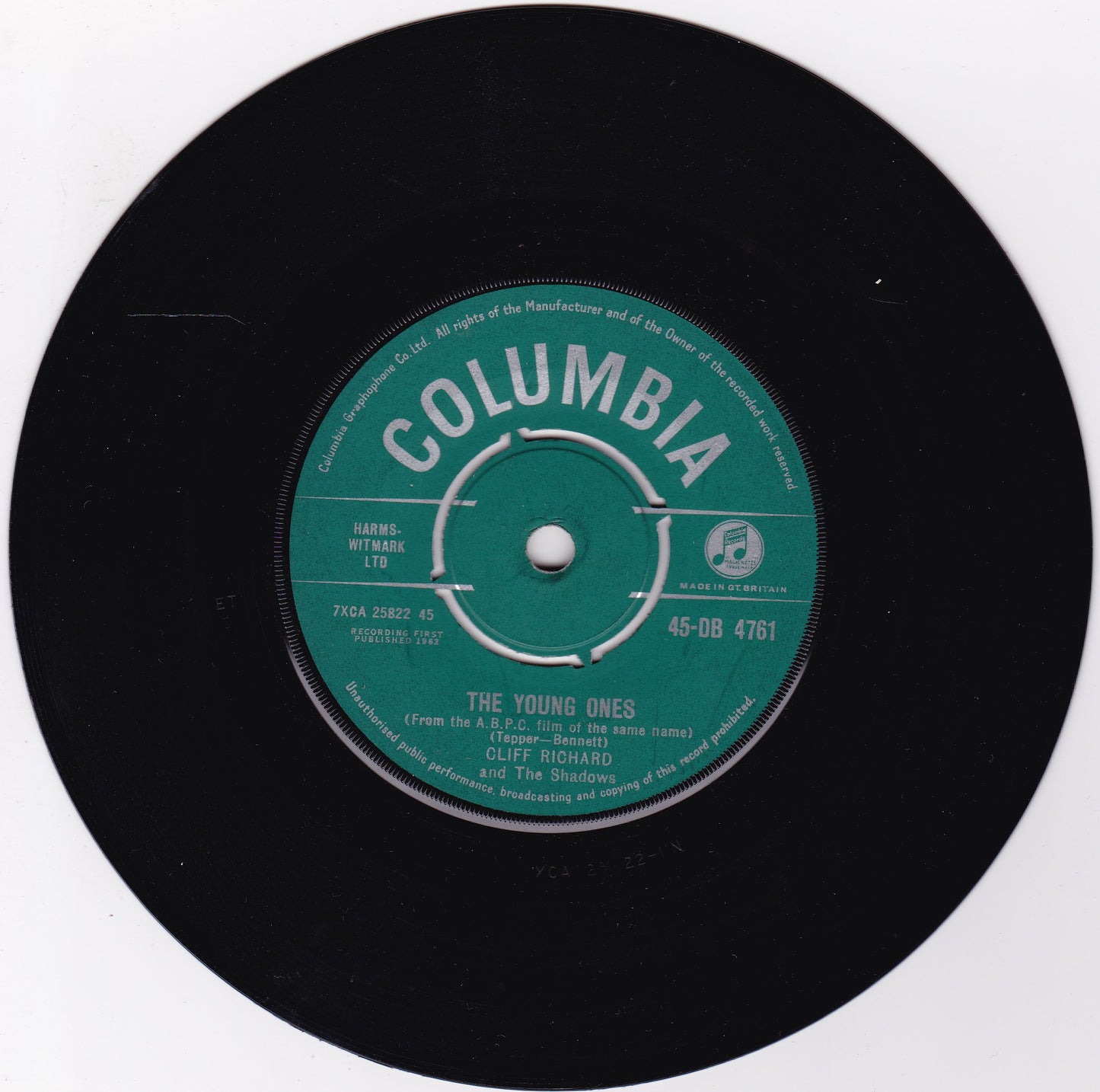 Cliff Richard And The Shadows ‎– The Young Ones (Columbia 1962) 7" vinyl single VG/VG