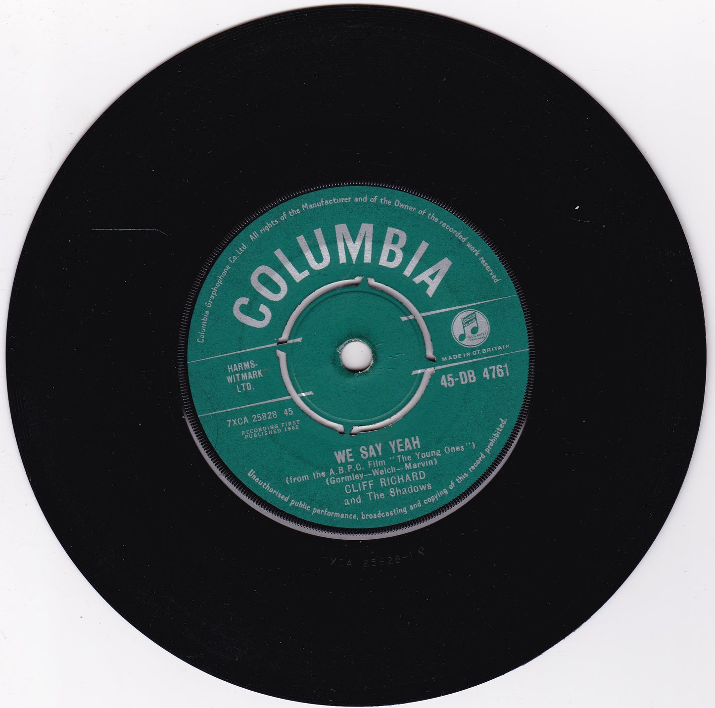 Cliff Richard And The Shadows ‎– The Young Ones (Columbia 1962) 7" vinyl single VG/VG