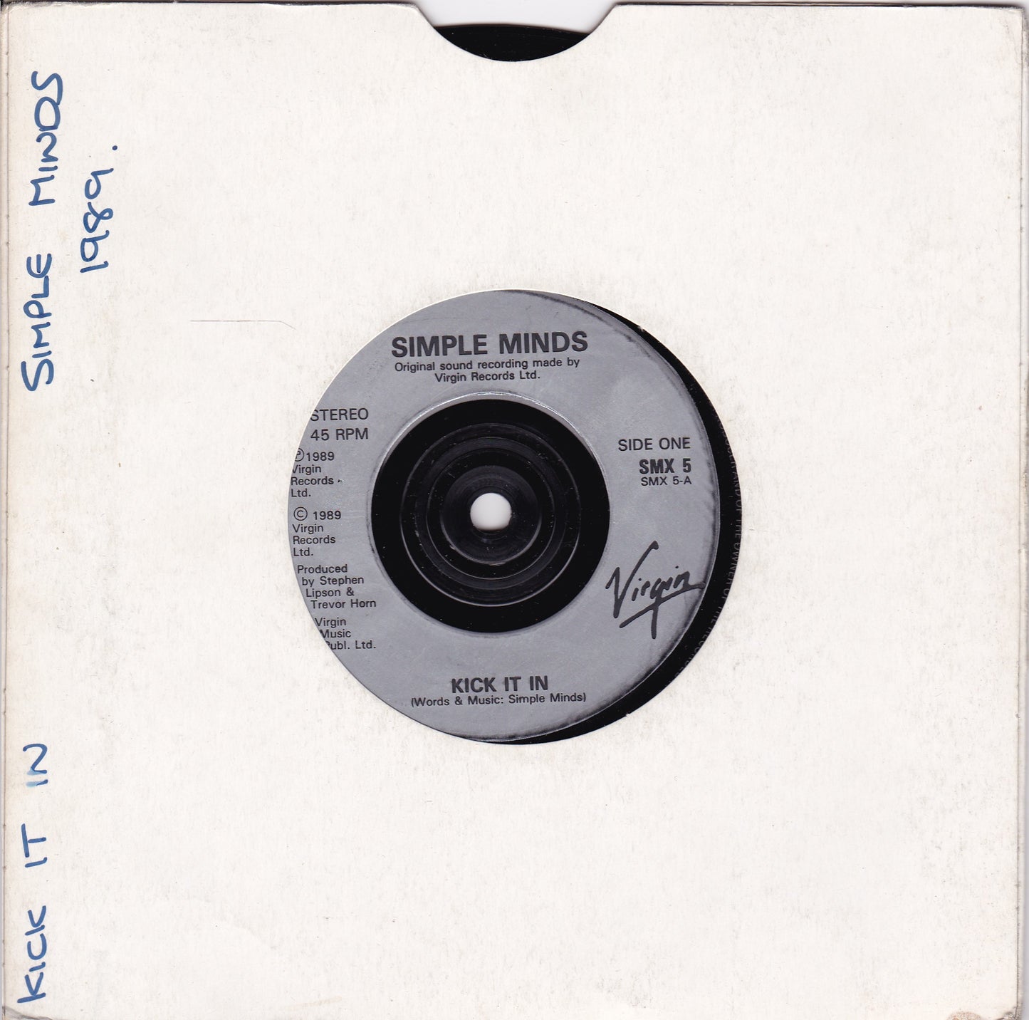 Simple Minds ‎– Kick It In (Virgin 1989) 7" vinyl single G+/-