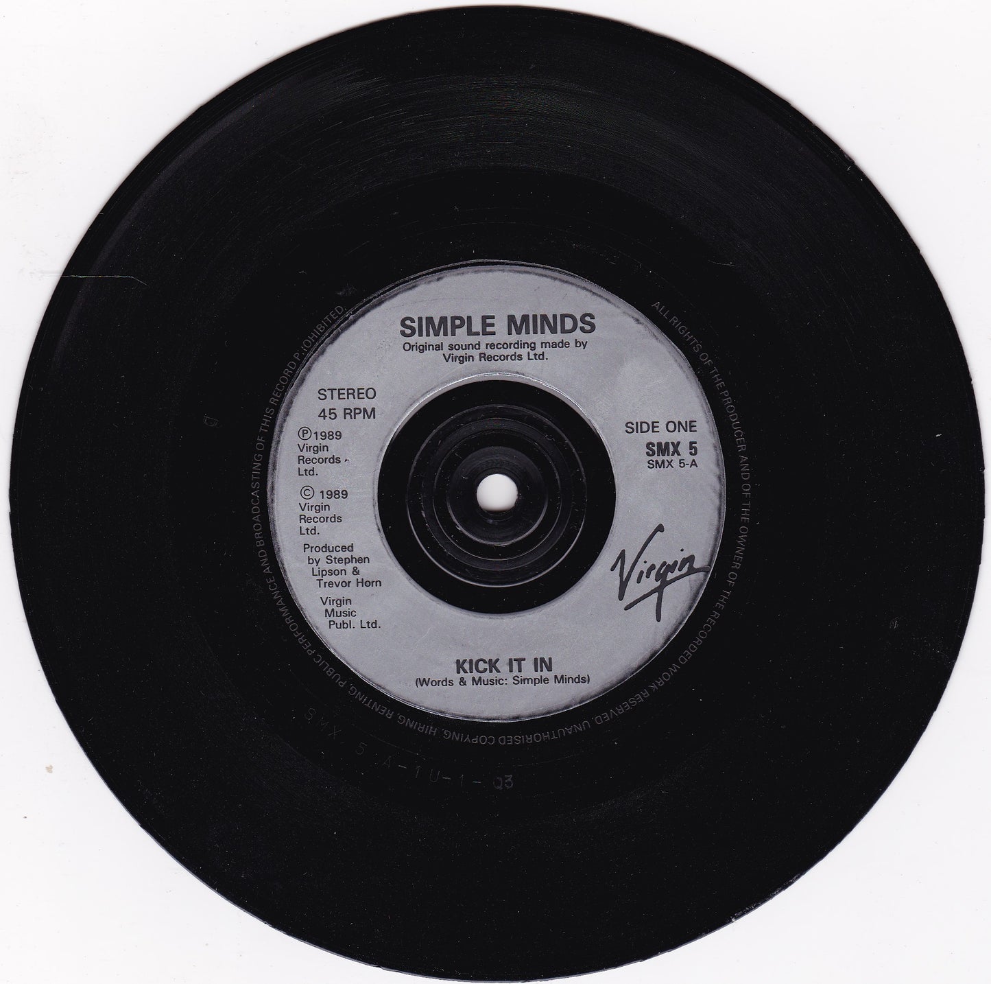 Simple Minds ‎– Kick It In (Virgin 1989) 7" vinyl single G+/-