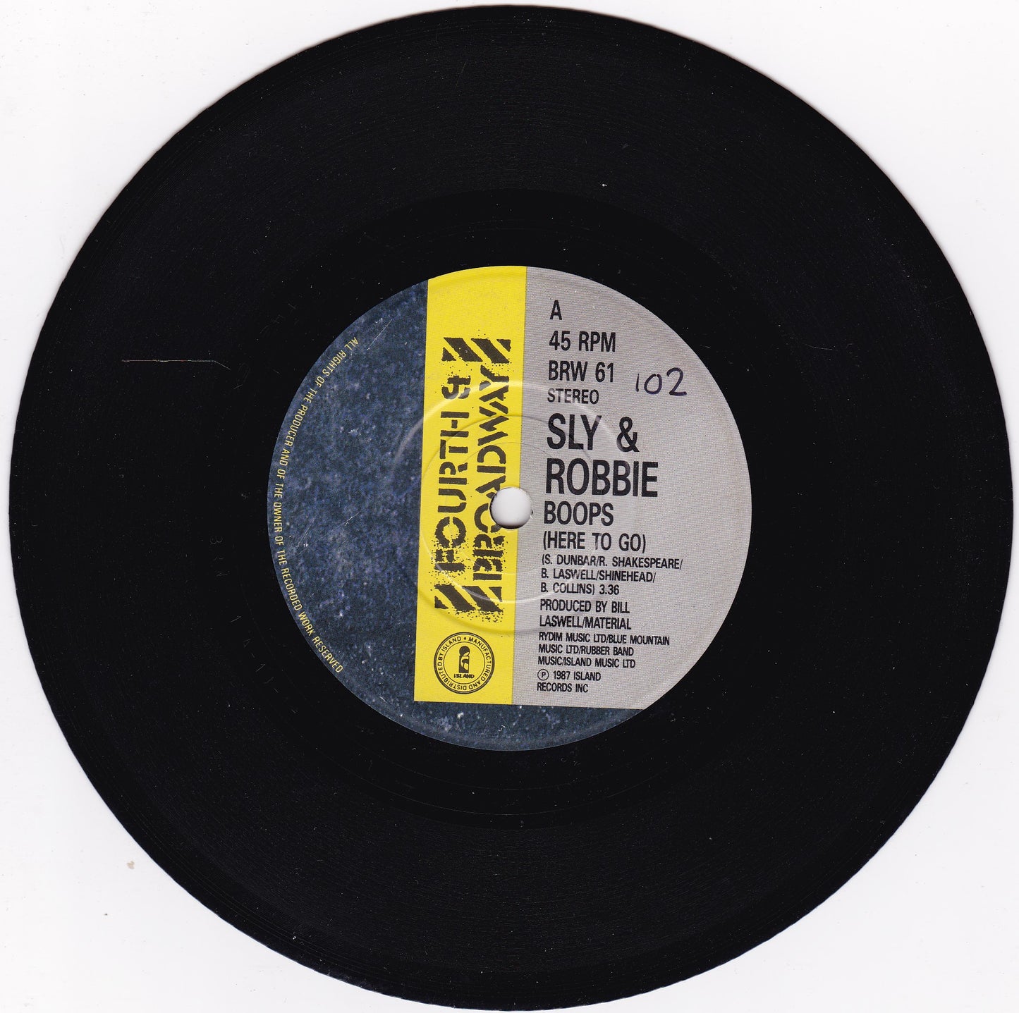 Sly & Robbie ‎– Boops (Here To Go) (1987) 7" vinyl single G+/-