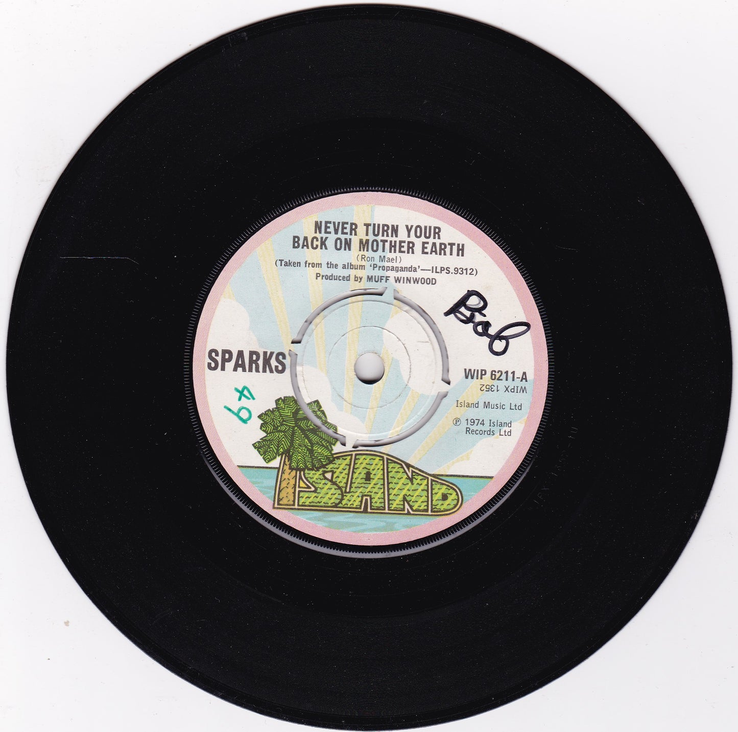 Sparks ‎– Never Turn Your Back On Mother Earth (Island 1974) 7" vinyl single G+/-