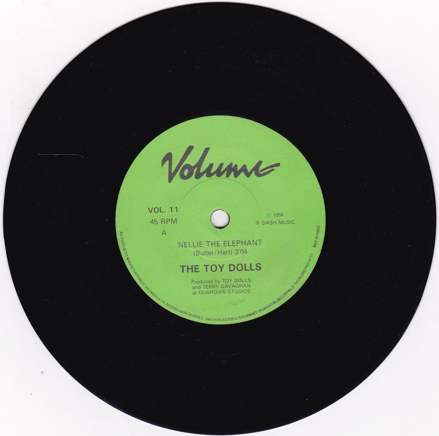 Toy Dolls ‎– Nellie The Elephant (Volume 1984) 7" vinyl single G+/-