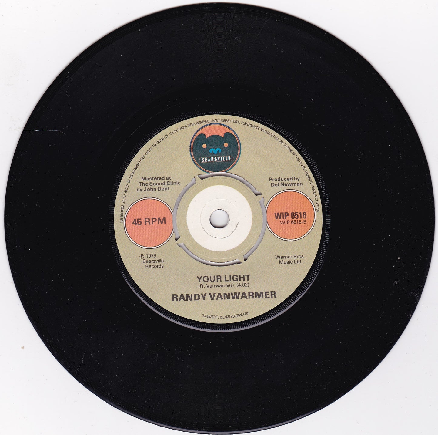 Randy Vanwarmer ‎– Just When I Needed You Most (1979) 7" vinyl single G+/-