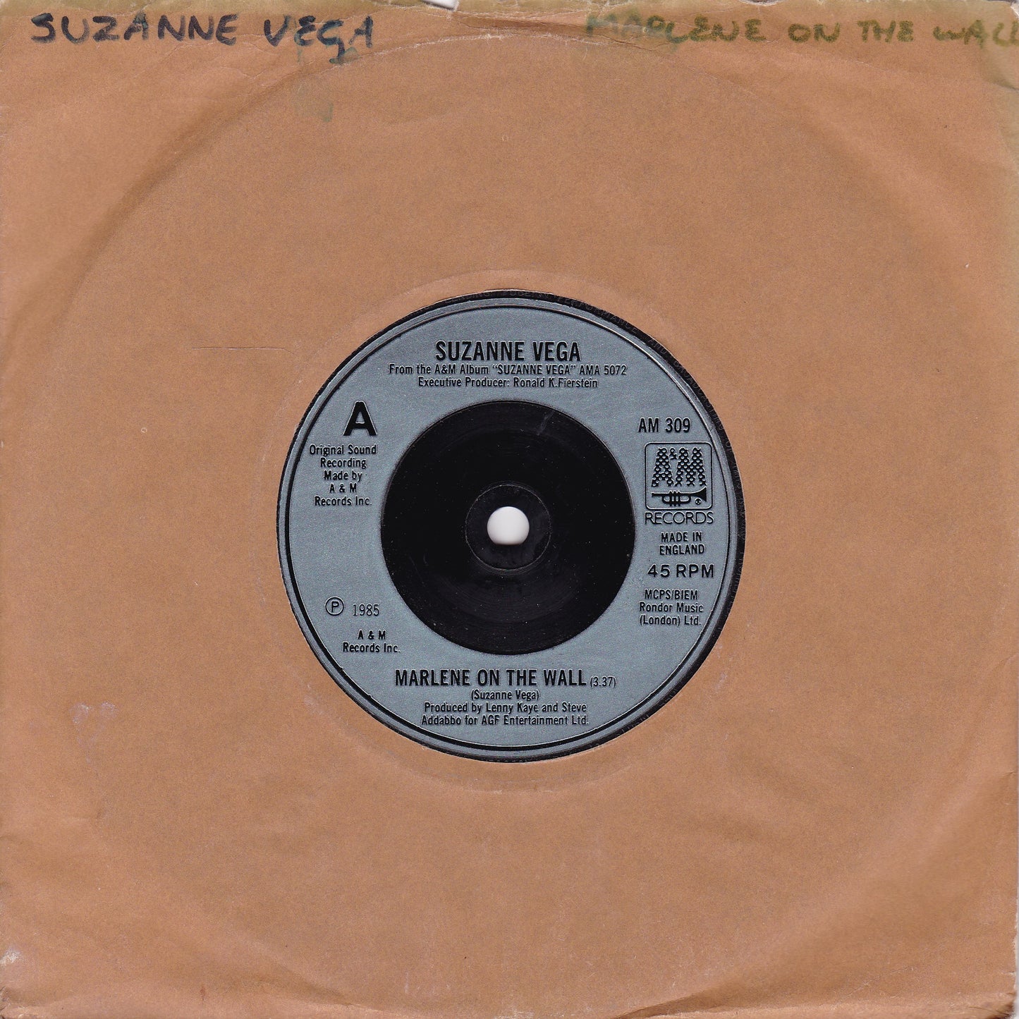 Suzanne Vega – Marlene On The Wall (A&M 1986) 7" vinyl single G+/-