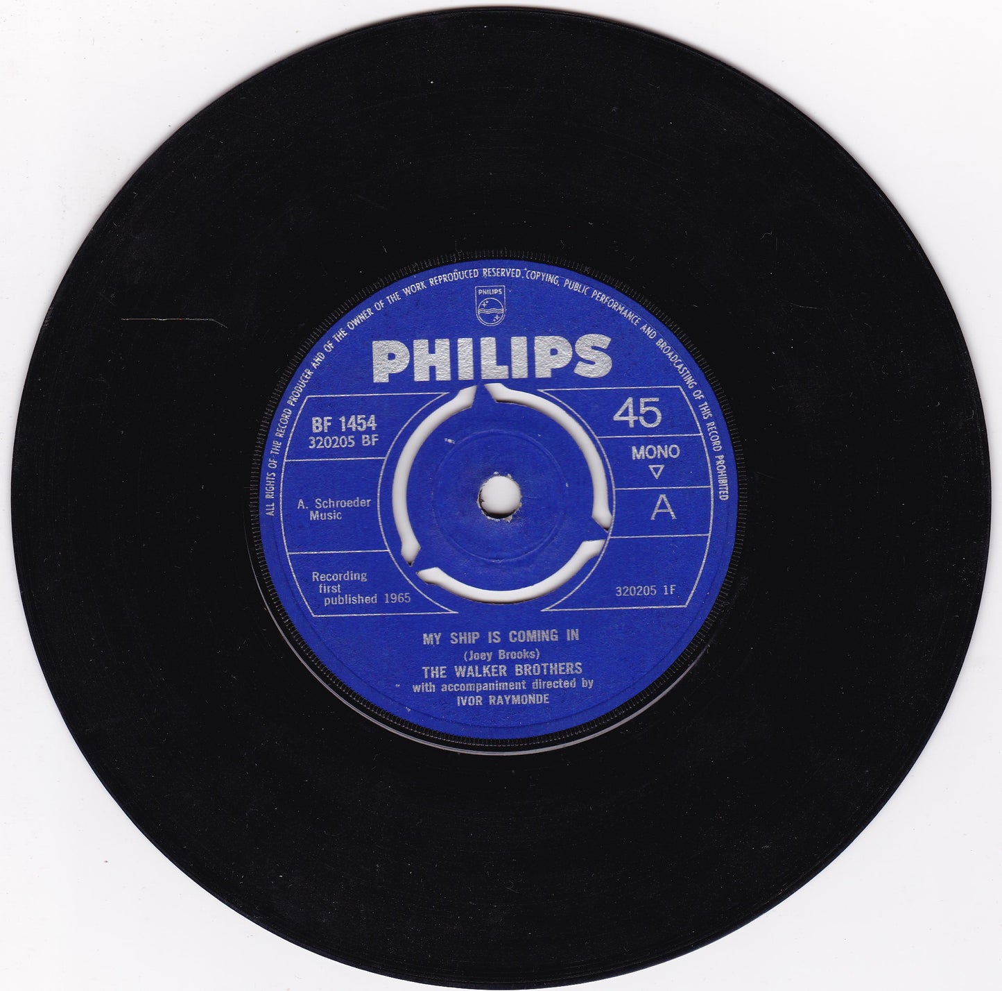 The Walker Brothers – My Ship Is Coming In (Philips 1965) 7" vinyl single G+/-