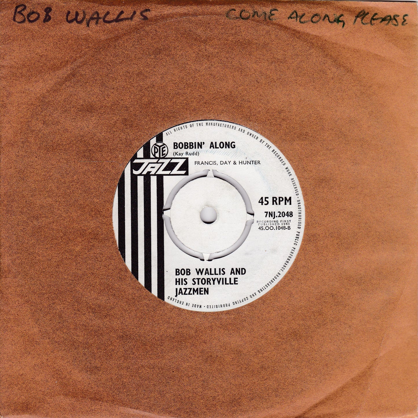 Bob Wallis And His Storyville Jazzmen ‎– Come Along Please (Pye 1962) 7" vinyl single G+/-