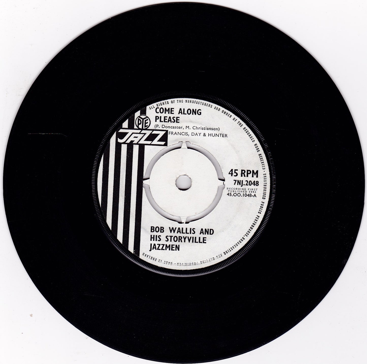 Bob Wallis And His Storyville Jazzmen ‎– Come Along Please (Pye 1962) 7" vinyl single G+/-