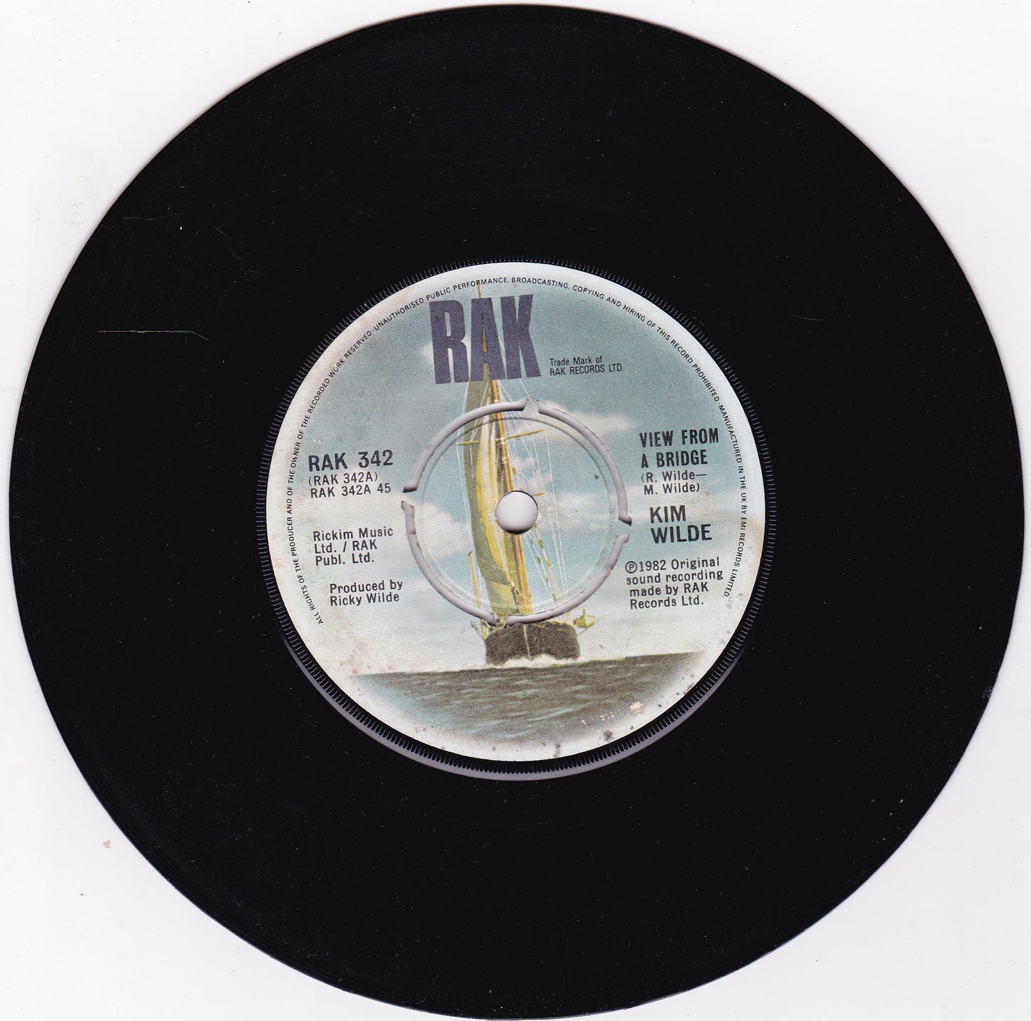 Kim Wilde – View From A Bridge (RAK 1982) 7" vinyl single G+/-