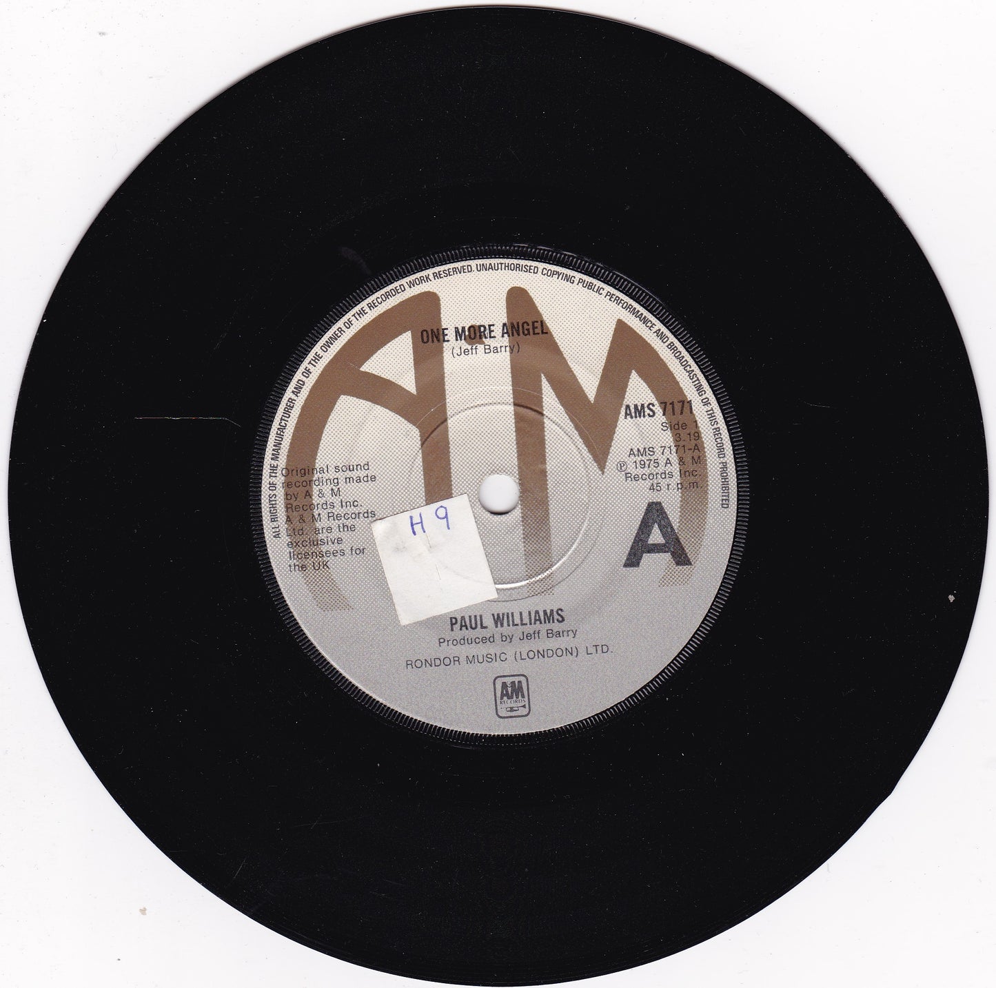 Paul Williams – One More Angel (A&M 1975) 7" vinyl single G+/-