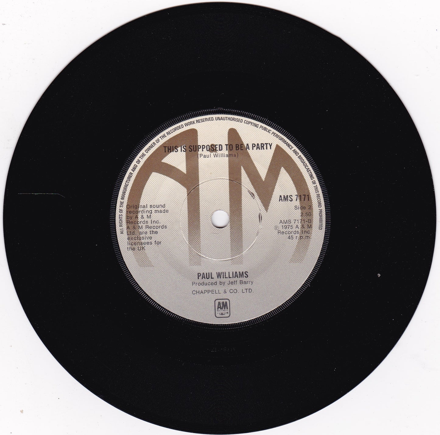 Paul Williams – One More Angel (A&M 1975) 7" vinyl single G+/-