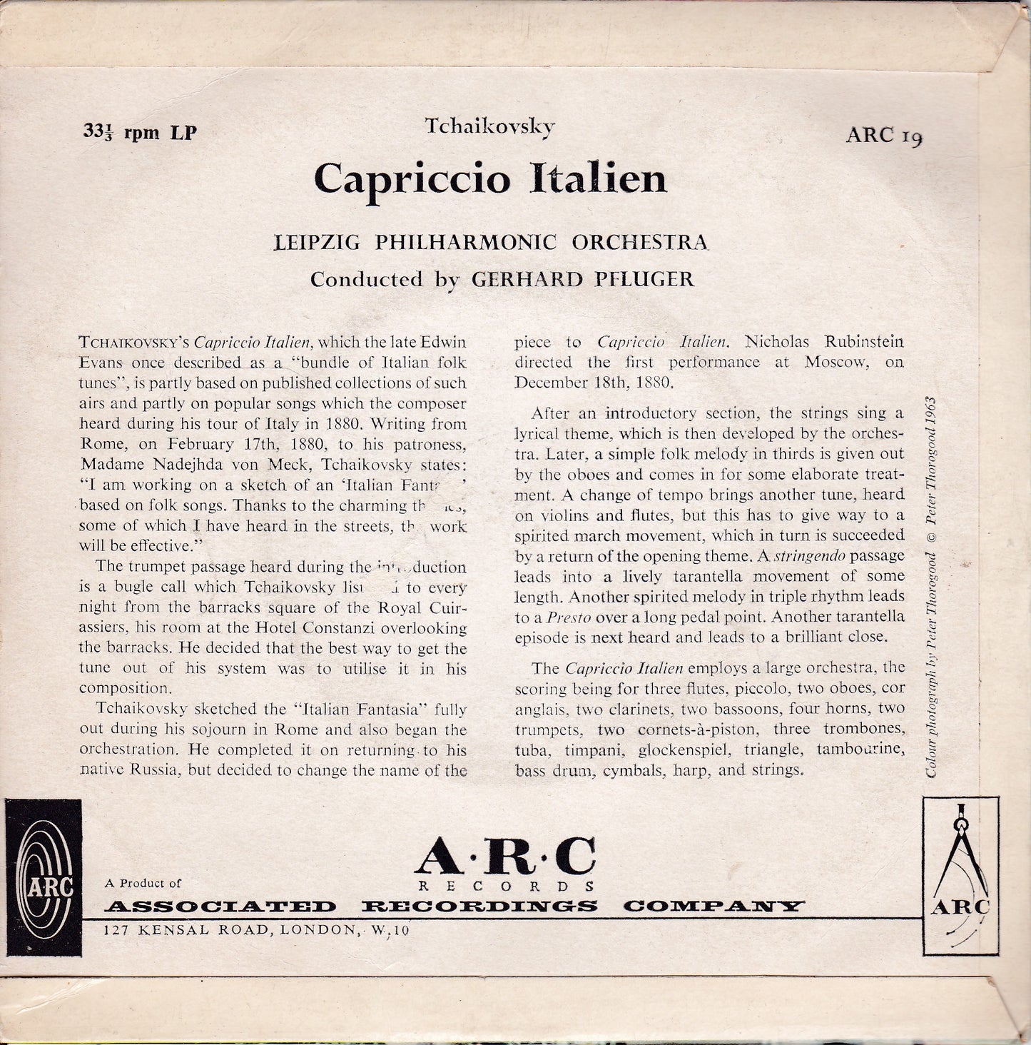 Tchaikovsky, Leipzig Philharmonic Orchestra - Capriccio Italien, Op. 45 (ARC 1963) 7" vinyl EP G/VG