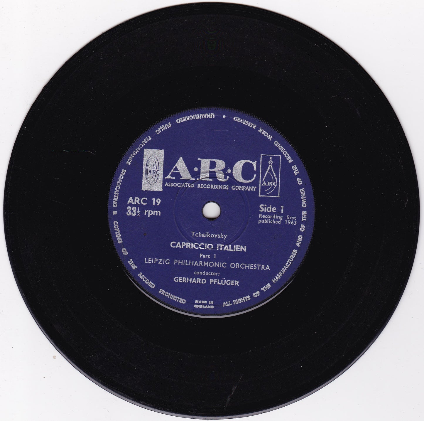 Tchaikovsky, Leipzig Philharmonic Orchestra - Capriccio Italien, Op. 45 (ARC 1963) 7" vinyl EP G/VG