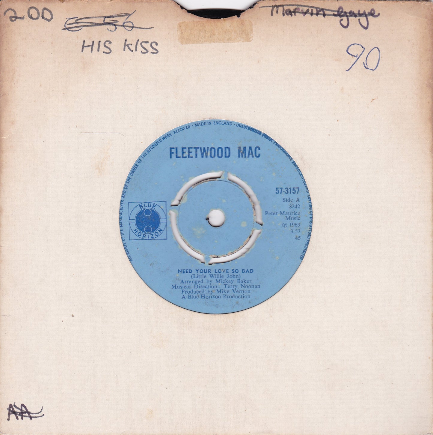 Fleetwood Mac ‎– Need Your Love So Bad (1969) 7" vinyl single G/-