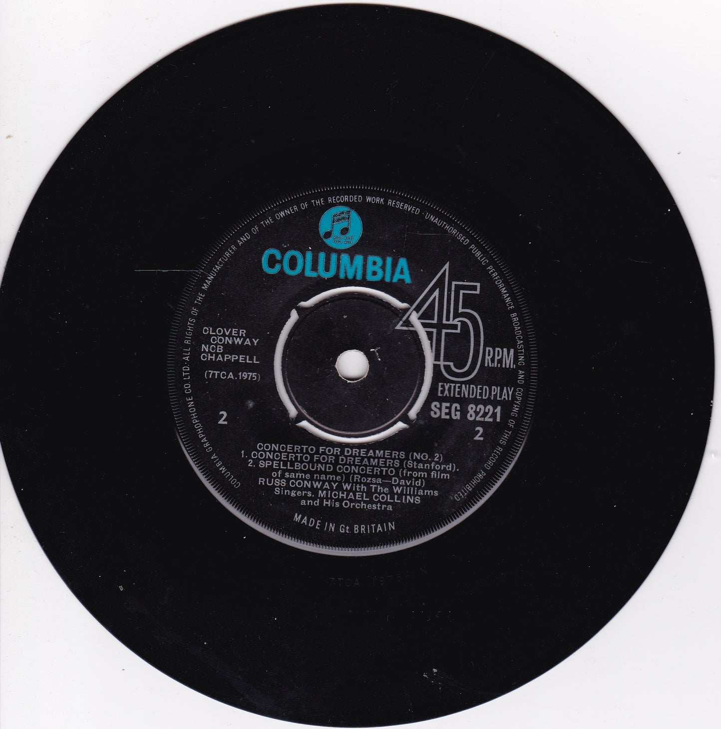 Russ Conway ‎– Concerto For Dreamers No.2 (Columbia 1962) 7" vinyl P/S EP VG/VG