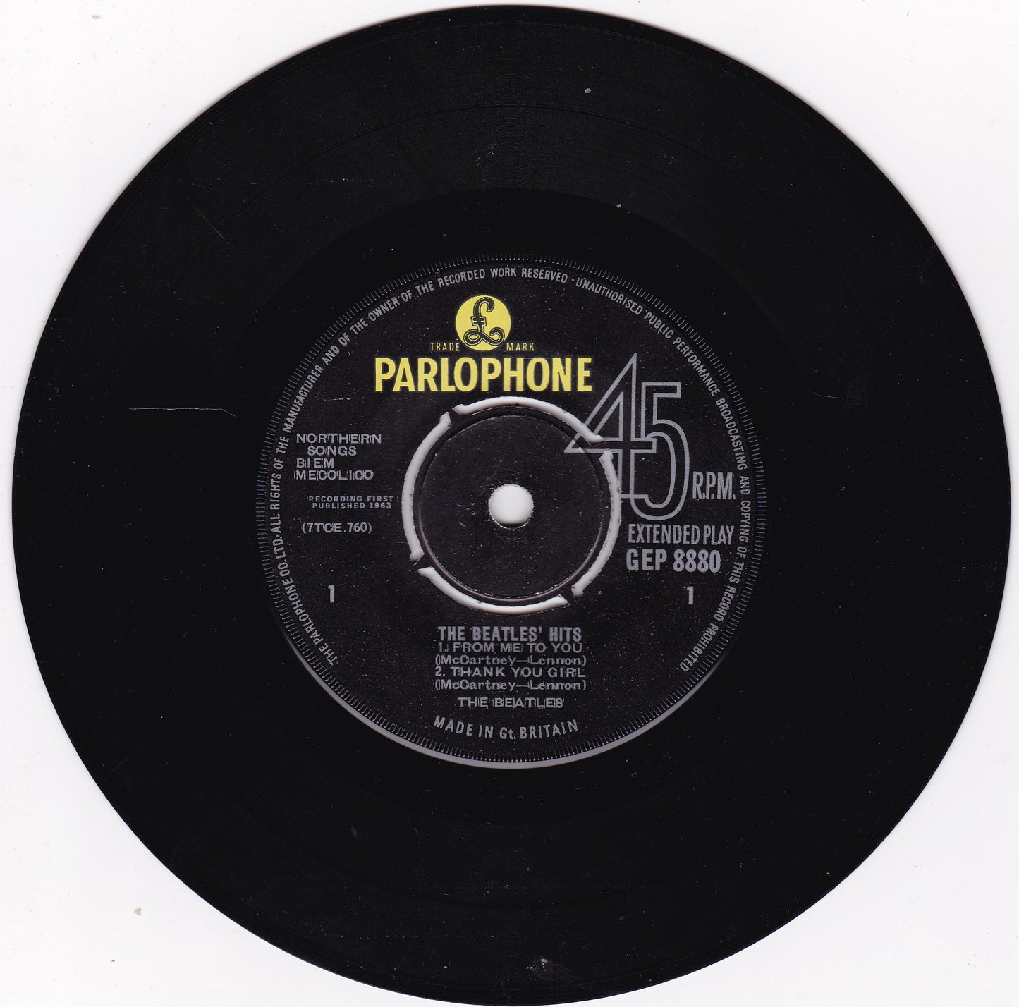 The Beatles - The Beatles Hits (Parlophone 1963) 7" vinyl EP VG/-