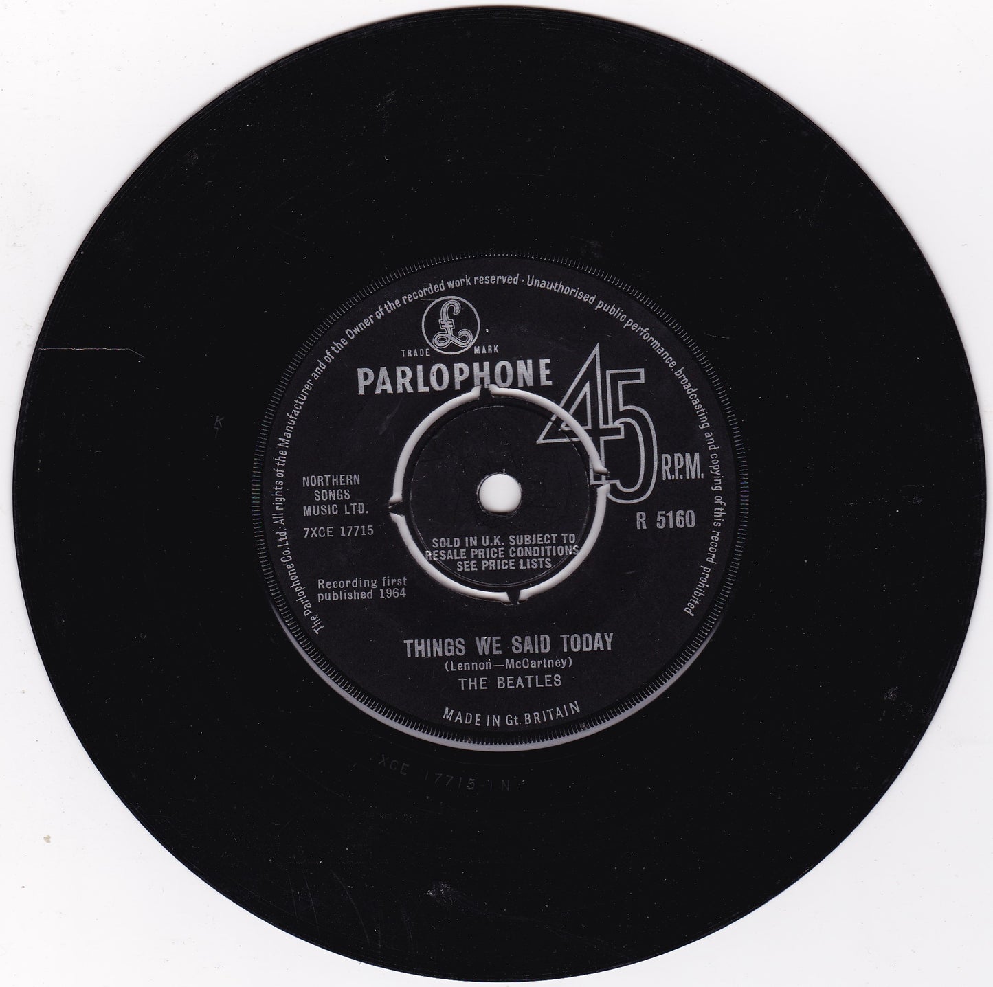 The Beatles ‎– A Hard Day's Night (Parlophone 1964) 7" vinyl single G+/-