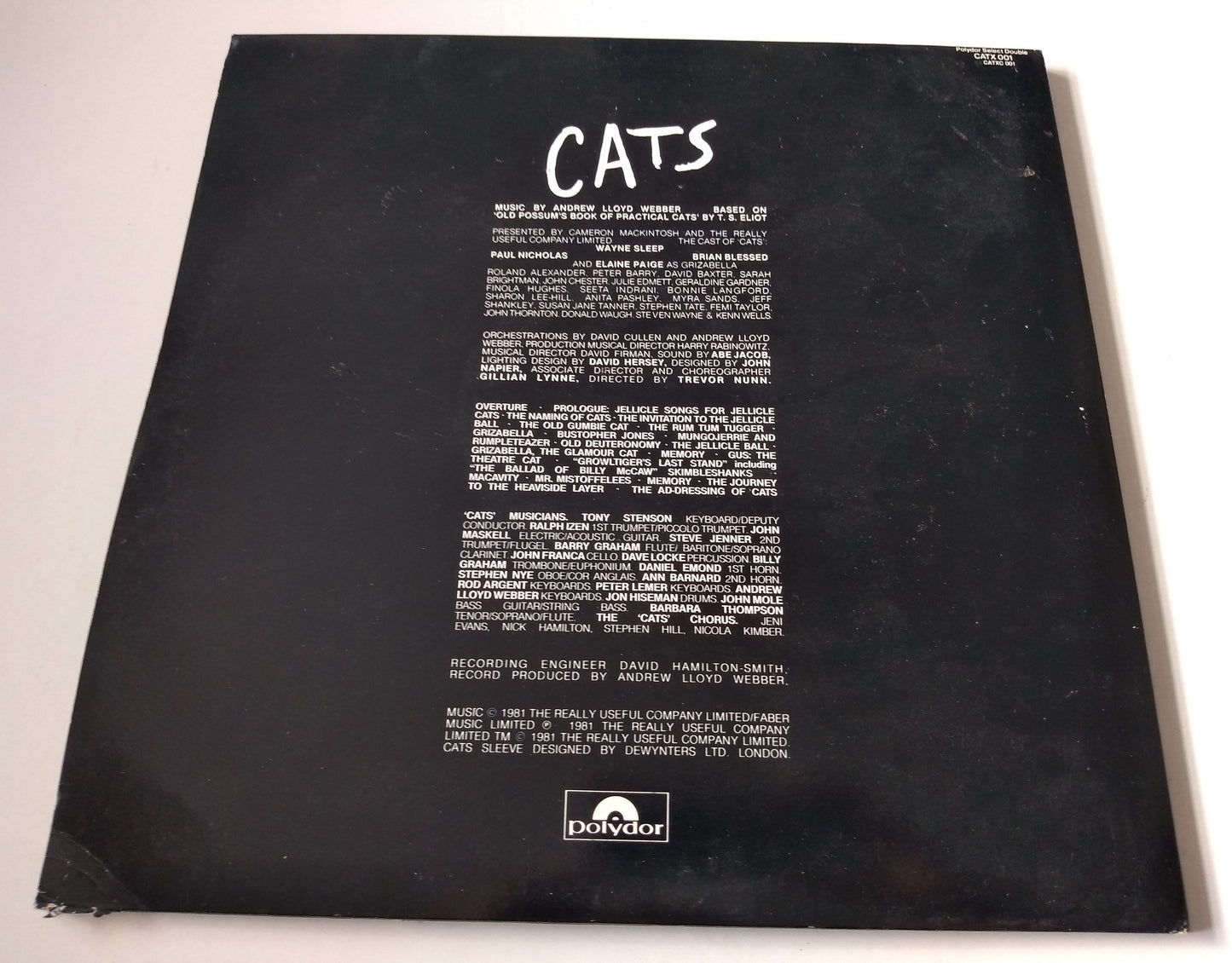 Andrew Lloyd Webber – Cats (Polydor 1981)  2x12" vinyl LP VG/G+