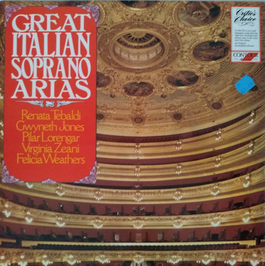 Various – Great Italian Soprano Arias (Contour 1973) 12" vinyl LP VG/VG