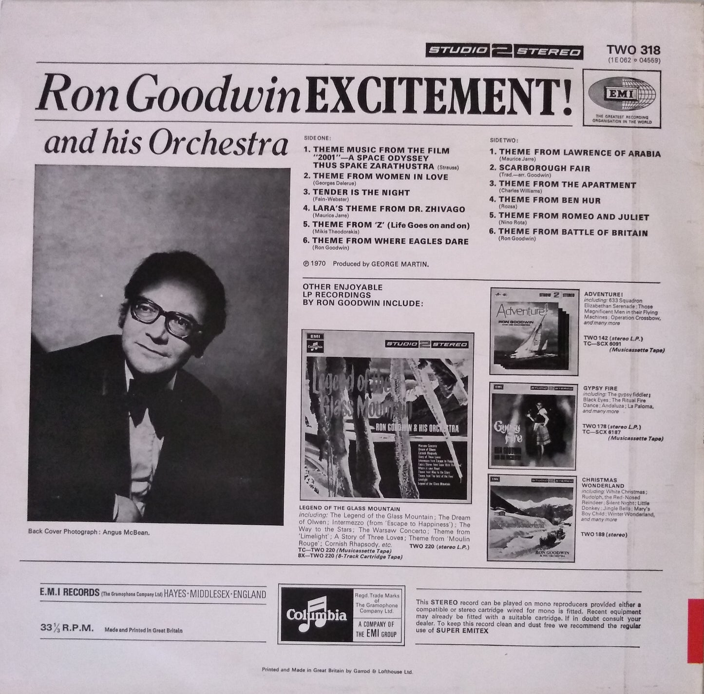 Ron Goodwin And His Orchestra – Excitement! (Columbia 1970) 12" vinyl LP VG/VG