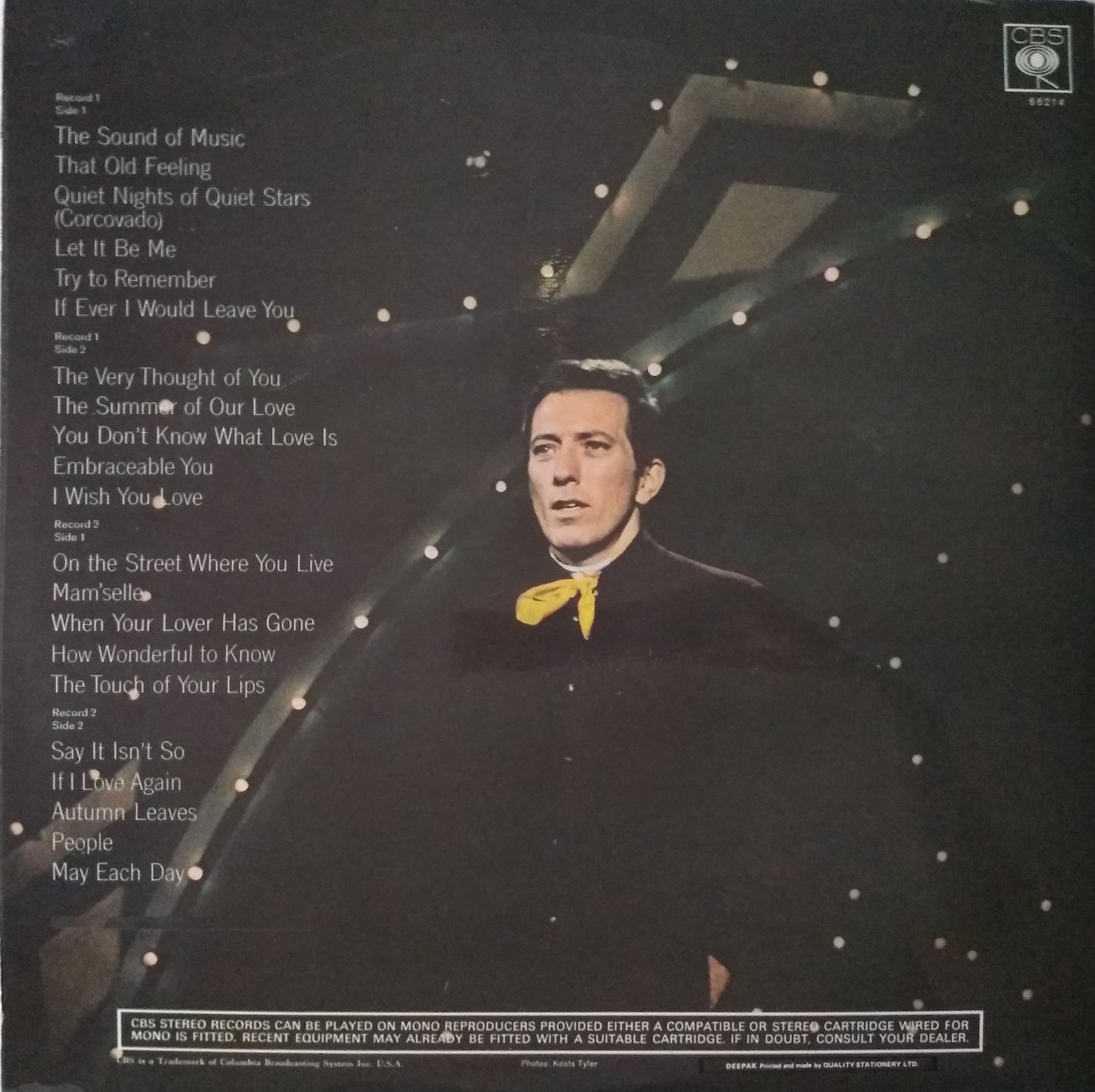 Andy Williams ‎– The Andy Williams Sound Of Music (CBS 1968) 2x12" vinyl LP VG/VG