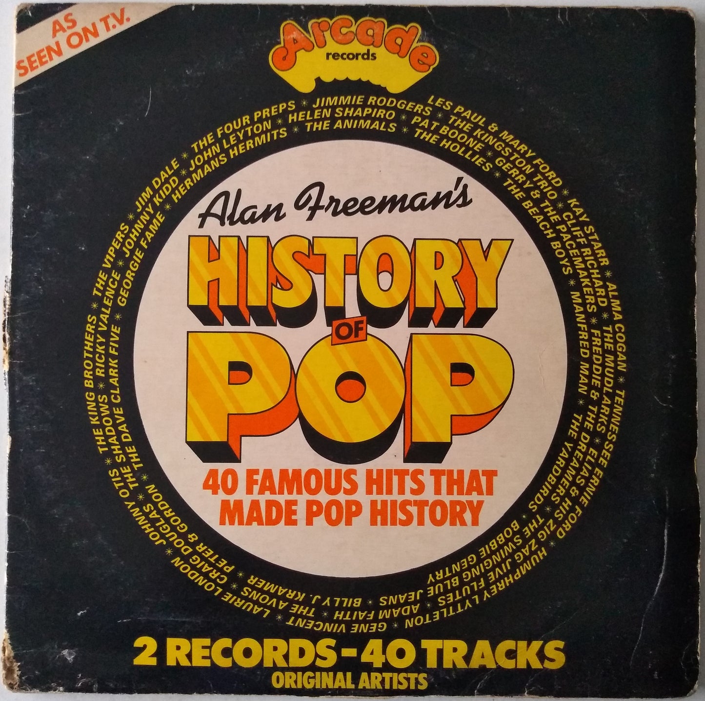 Various ‎– Alan Freeman's History Of Pop - 40 Famous Hits That Made Pop History 2x12" vinyl LP VG/G+