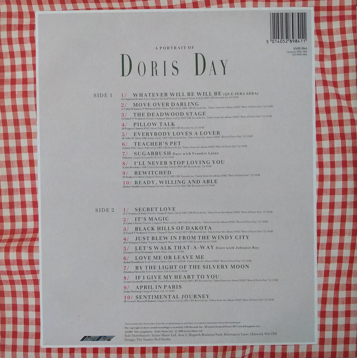 Doris Day – A Portrait Of Doris Day (Stylus Music 1989) 12" vinyl LP VG/VG compilation