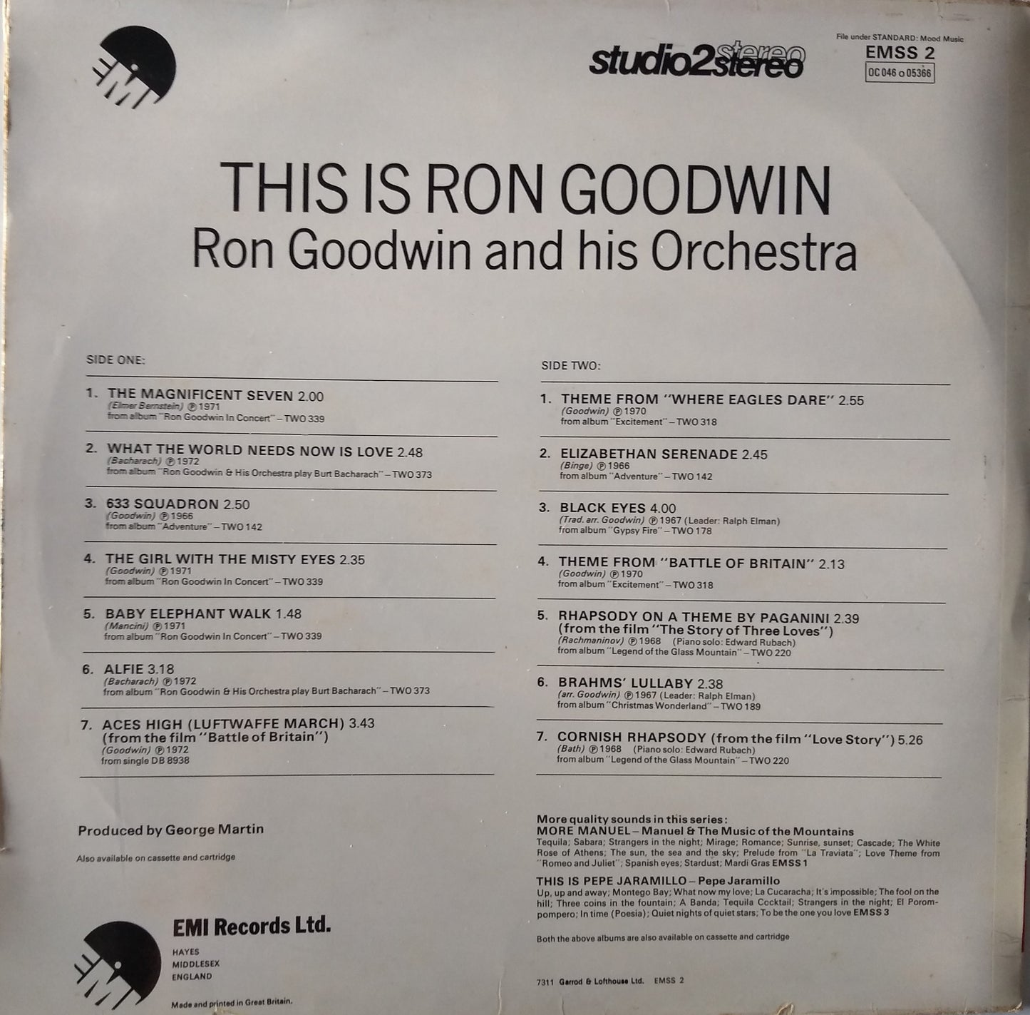 Ron Goodwin And His Orchestra ‎– This Is Ron Goodwin (EMI 1973) 12" vinyl LP VG/VG