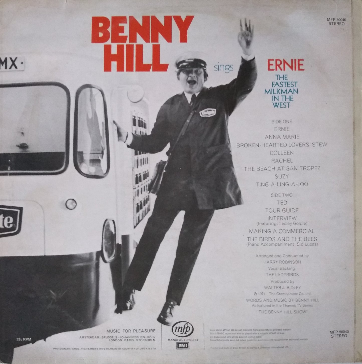 Benny Hill ‎– Benny Hill Sings Ernie, The Fastest Milkman In The West 12" vinyl LP VG/VG