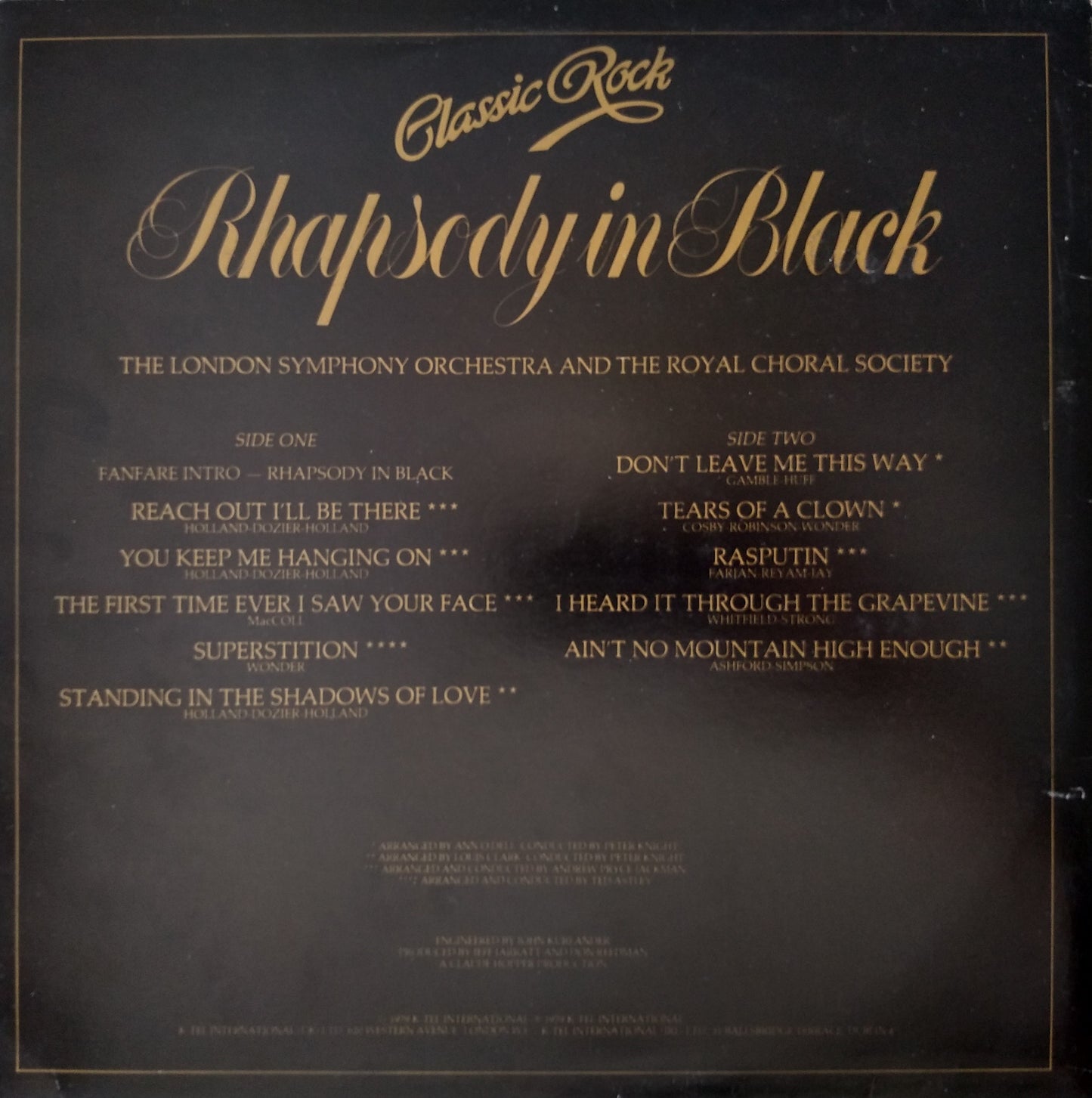 London Symphony Orchestra - Classic Rock Rhapsody In Black (K-Tel 1979) 12" vinyl LP VG/VG