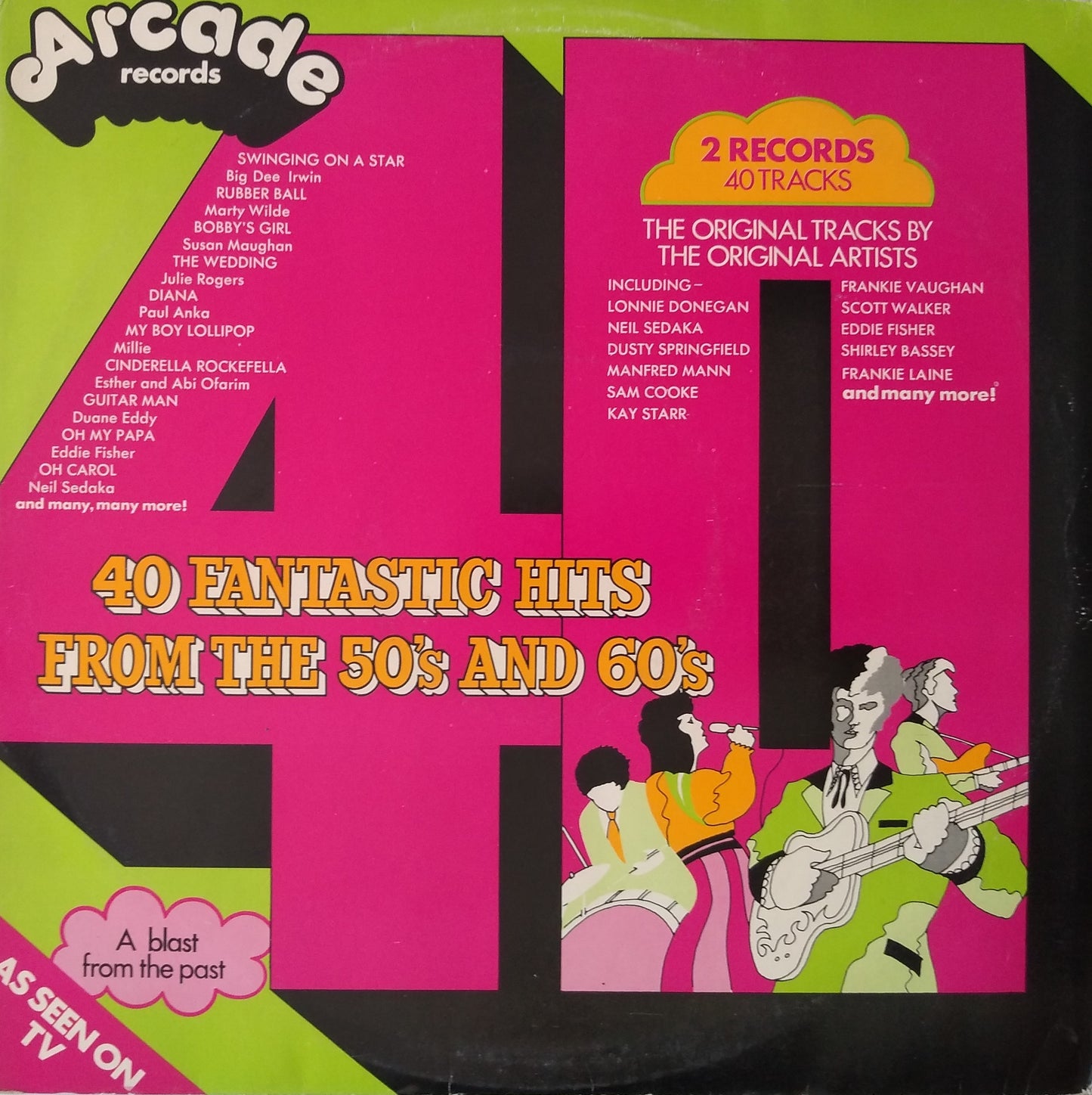 Various – 40 Fantastic Hits From The 50's And 60's (Arcade 1973) 2X12" vinyl LP VG/VG