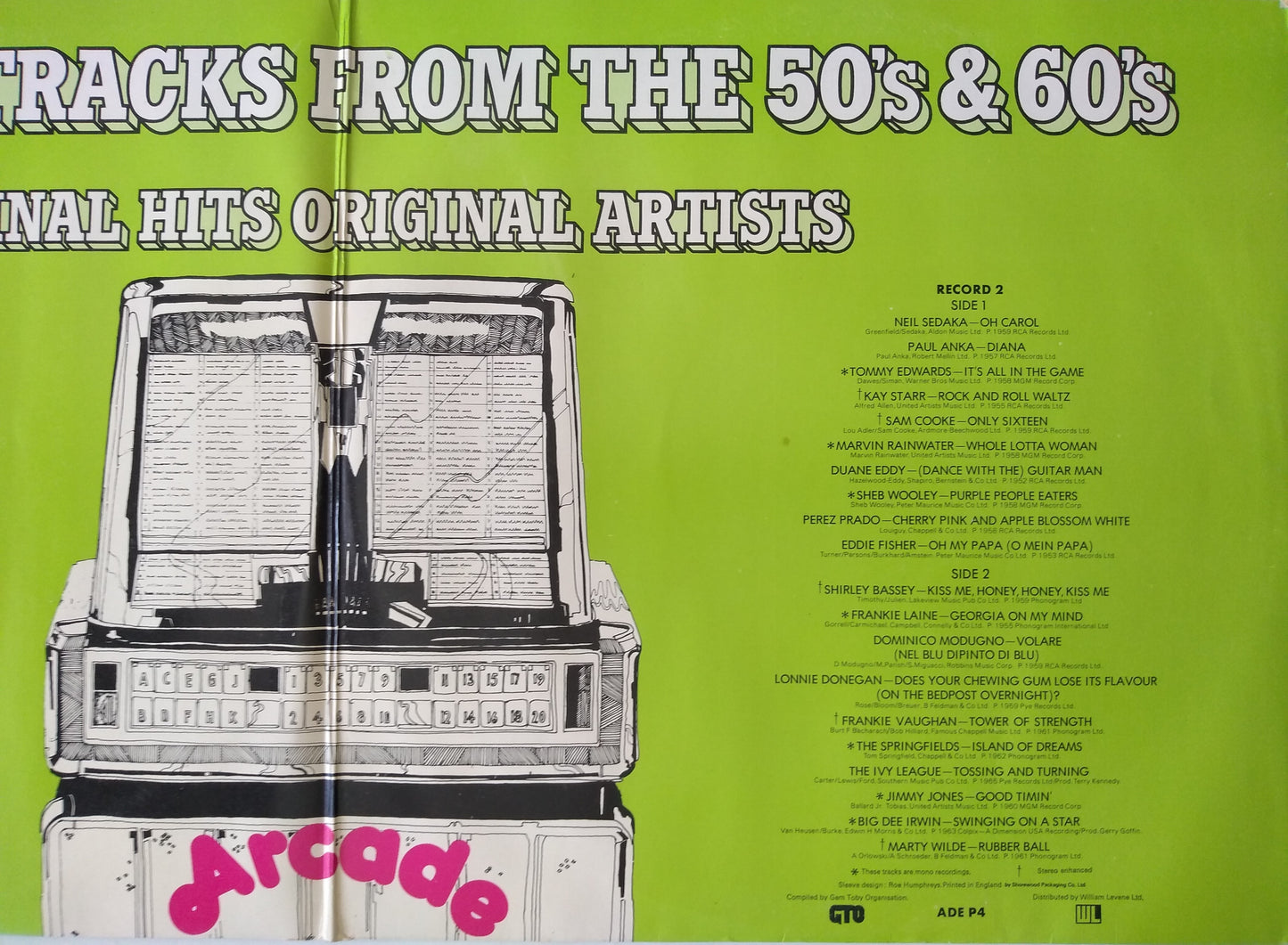 Various – 40 Fantastic Hits From The 50's And 60's (Arcade 1973) 2X12" vinyl LP VG/VG