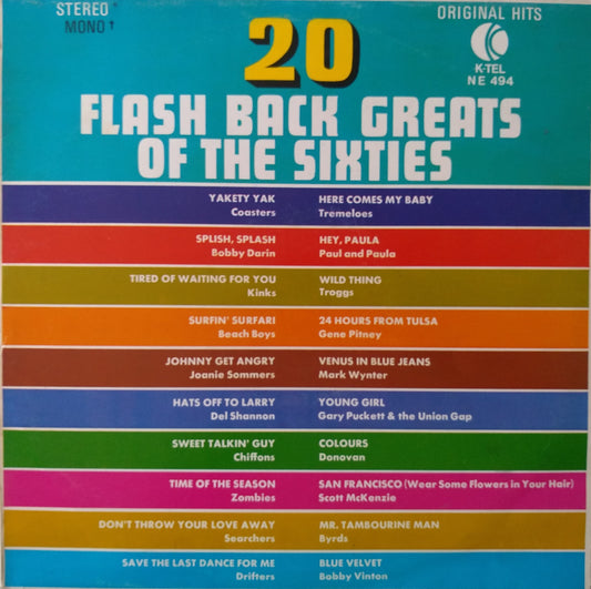 Various ‎– 20 Flash Back Greats Of The Sixties (K-Tel 1973) 12" vinyl LP VG/VG