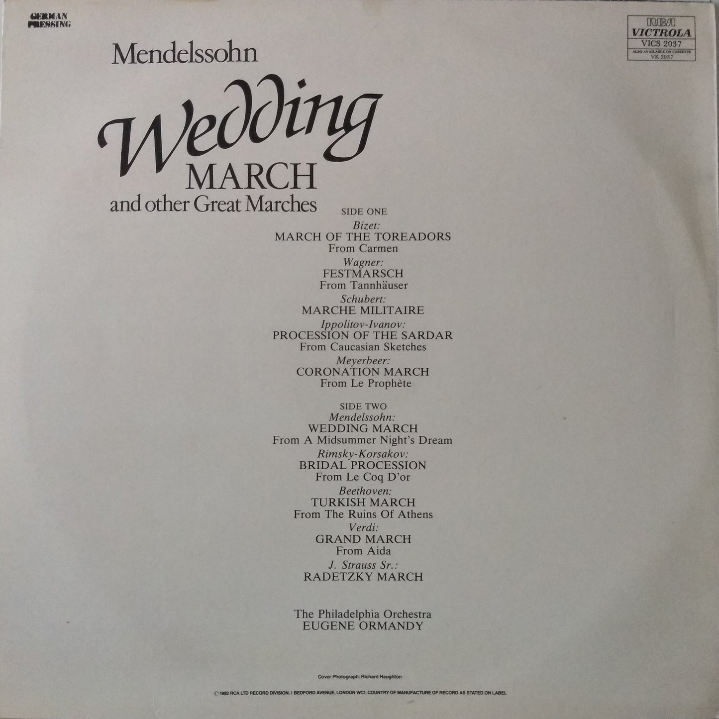 Philadelphia Orchestra / Ormandy – Mendelssohn Wedding March and other Great Marches 12" vinyl LP VG/VG