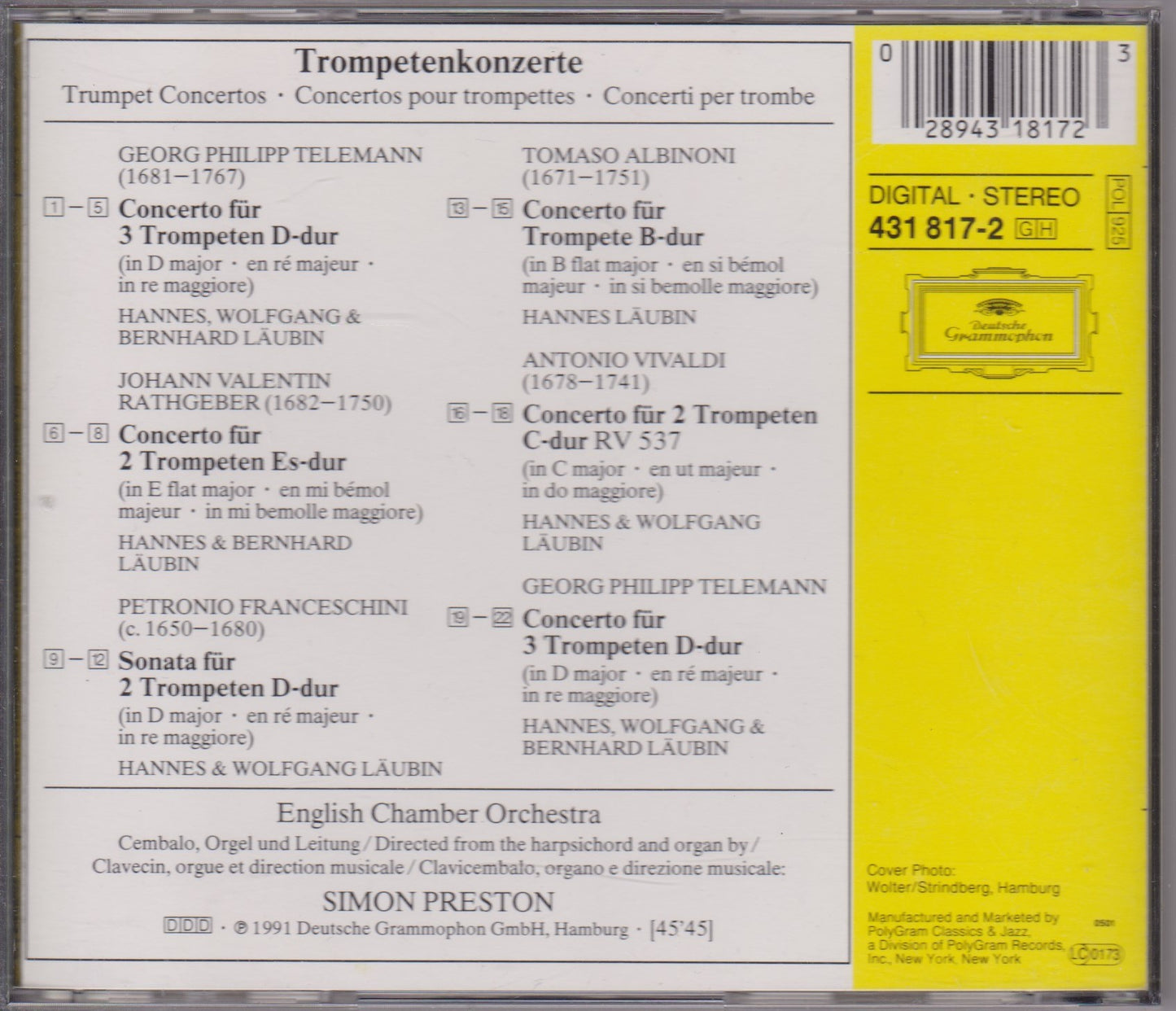 English Chamber Orchestra - Trumpet Concertos (1991) CD album