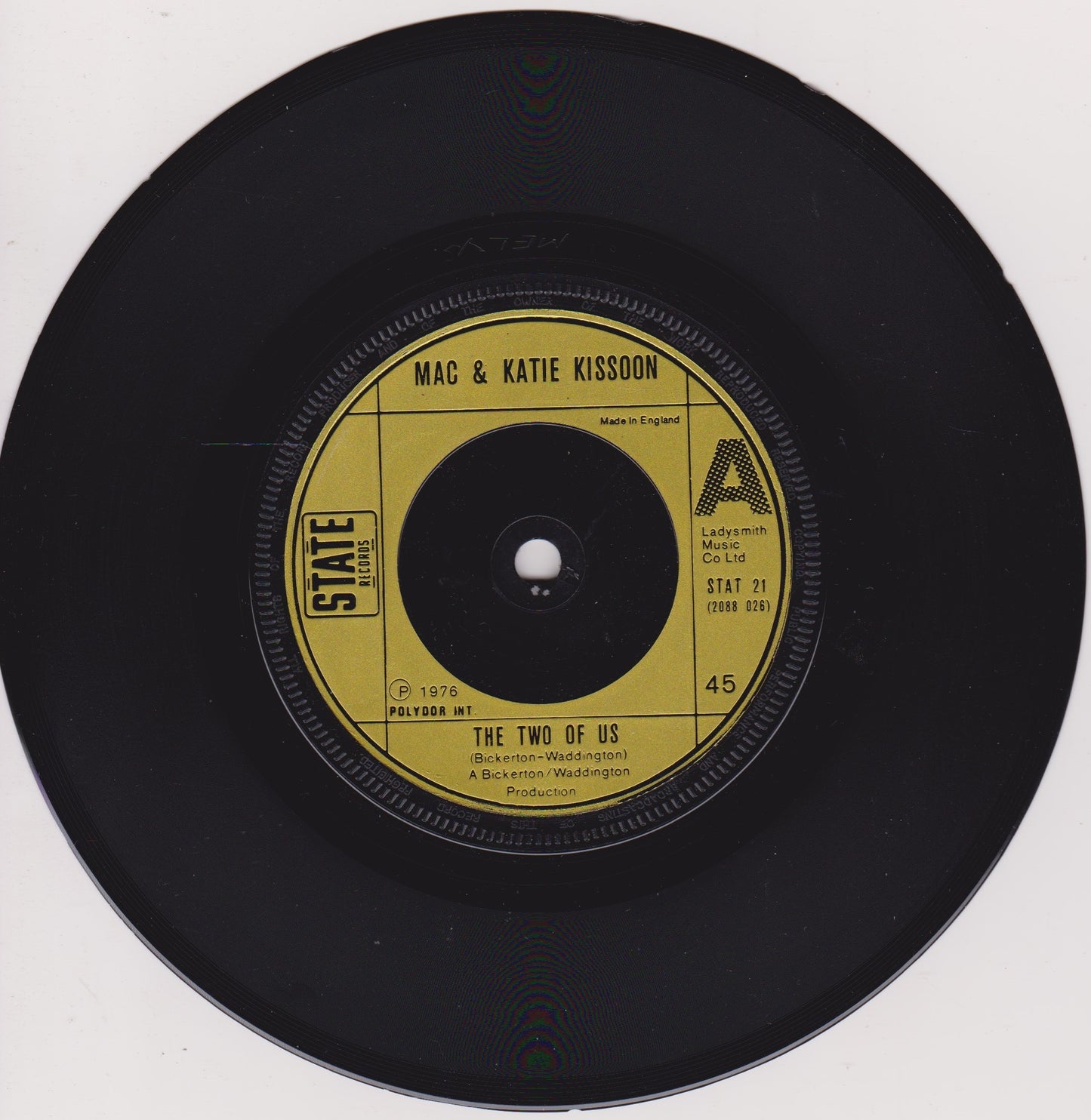 Mac And Katie Kissoon - The Two Of Us (State 1976) 7" vinyl single VG/VG