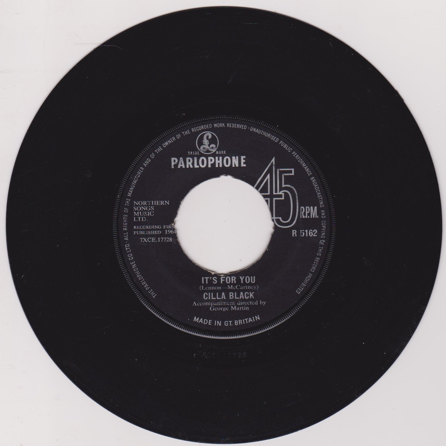 Cilla Black - It's For You (Parlophone 1964) 7" vinyl single VG/- jukebox