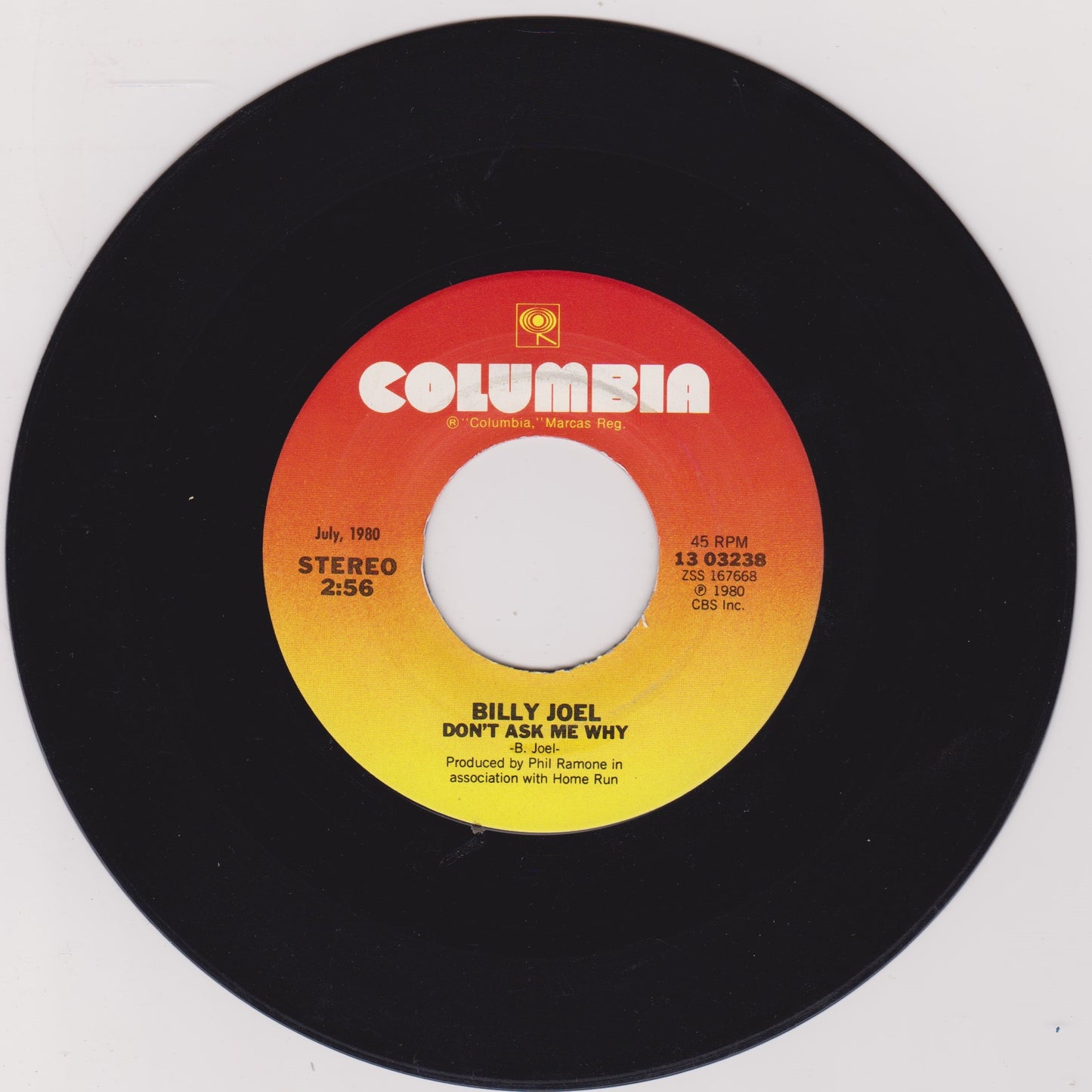 Billy Joel – It's Still Rock And Roll To Me / Don't Ask Me Why 7" US vinyl VG/- jukebox centre