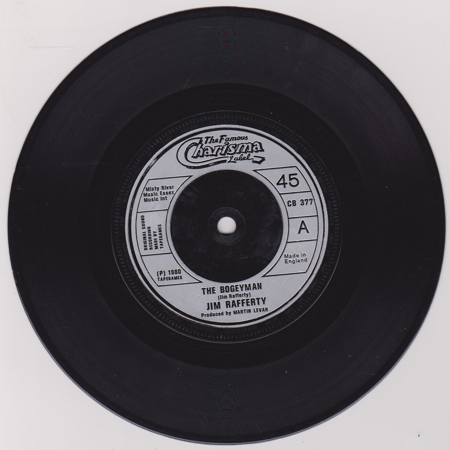 Jim Rafferty - The Bogeyman (Charisma 1980) 7" vinyl single VG/-