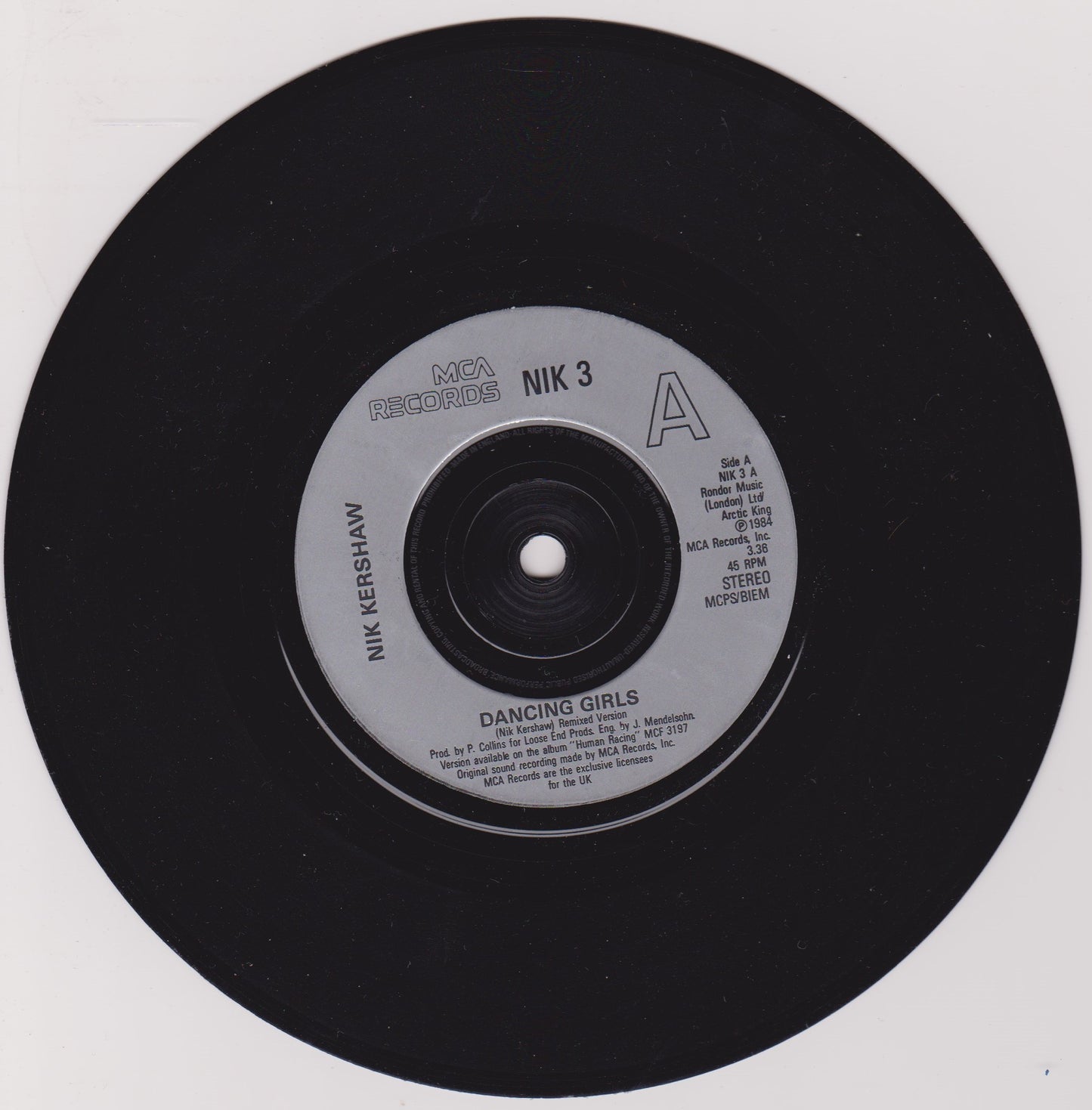 Nik Kershaw – Dancing Girls (MCA 1984) 7" vinyl single VG/VG