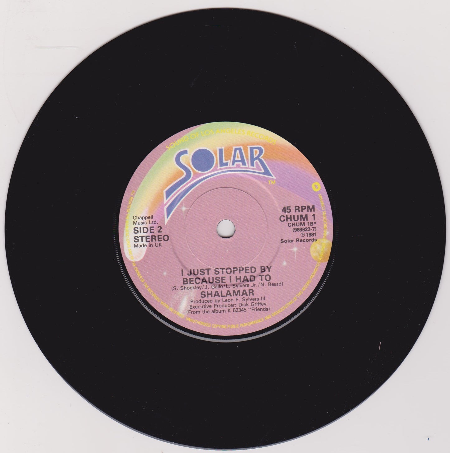 Shalamar - Friends (Solar, 1982) 7" vinyl single VG/VG