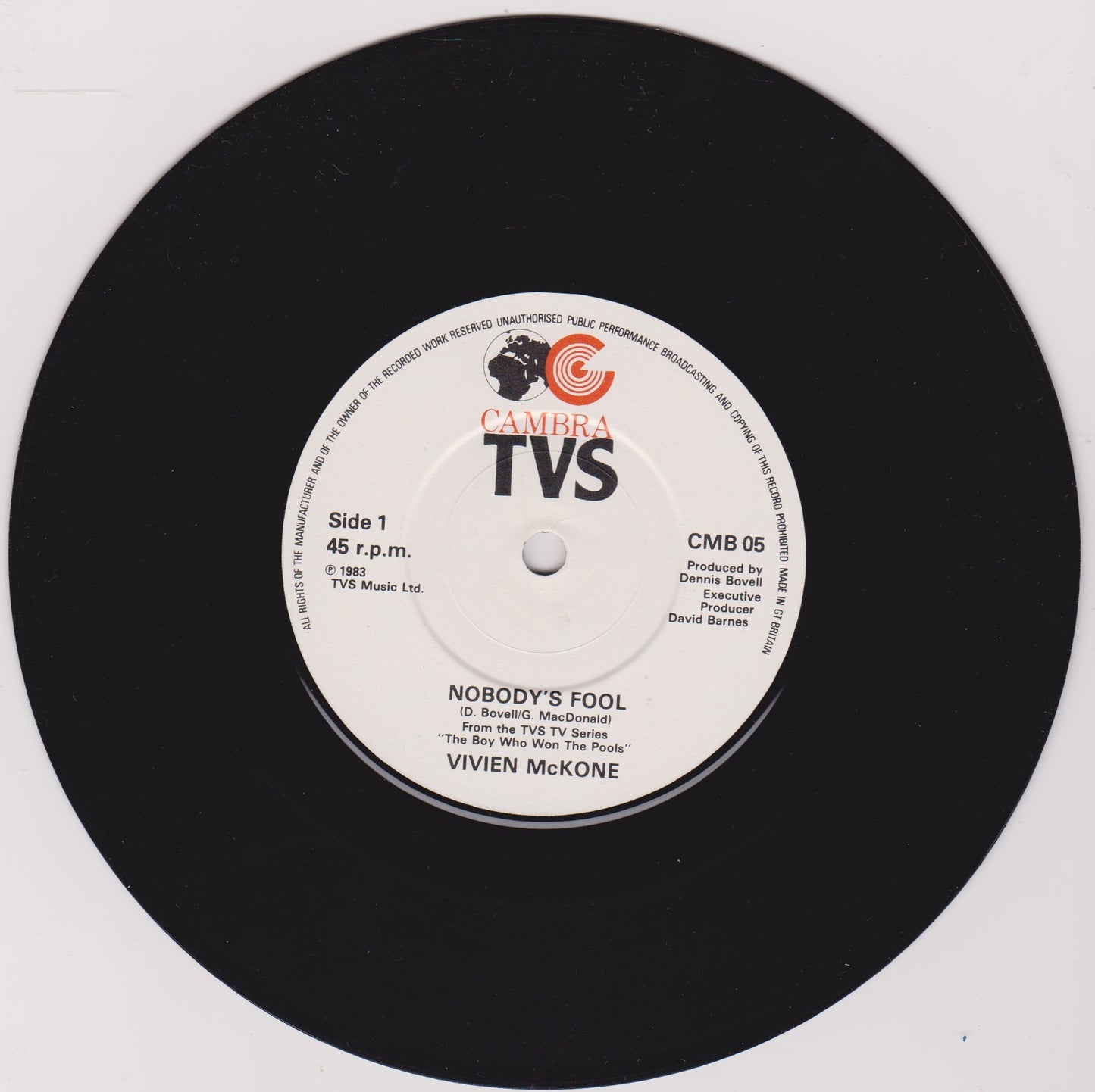 Vivien McKone ‎– Nobody's Fool (TVS 1983) 7" vinyl P/S single VG/VG