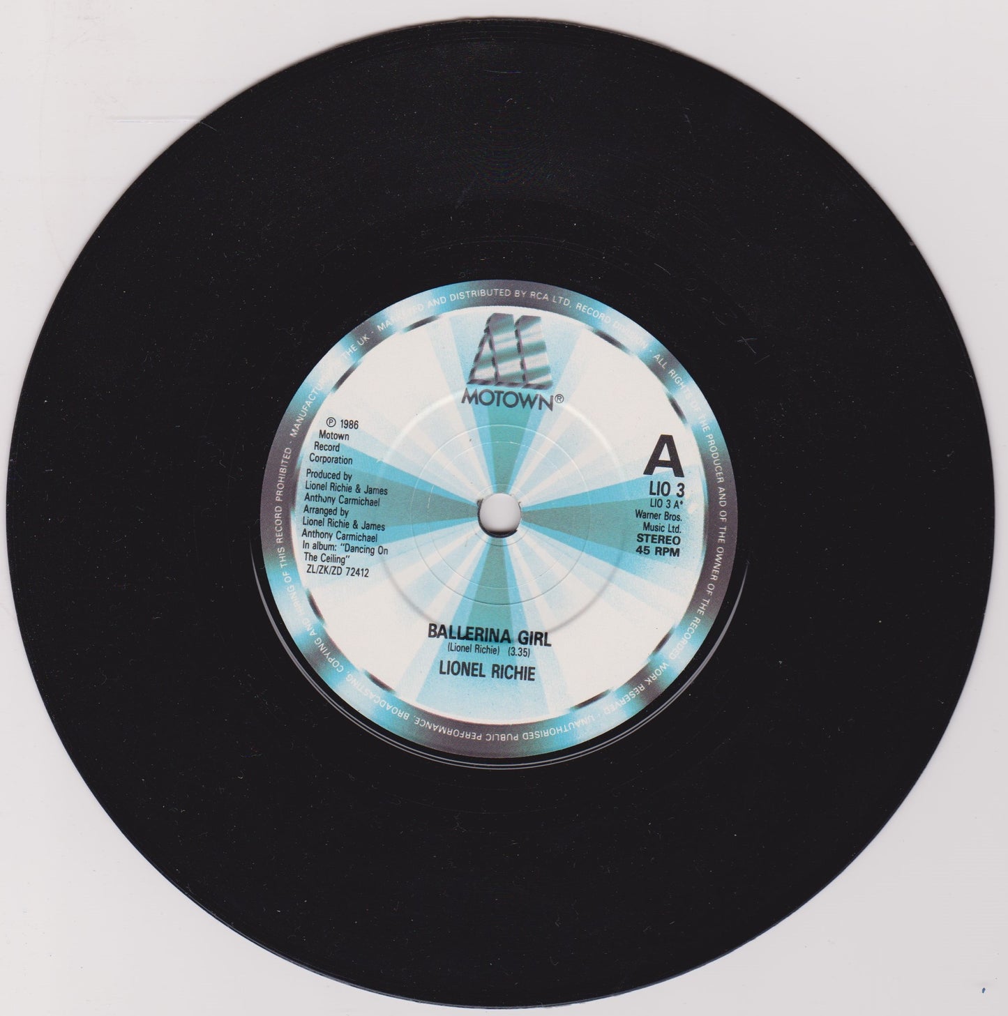 Lionel Richie – Ballerina Girl (Motown 1986) 7" vinyl P/S single VG/VG