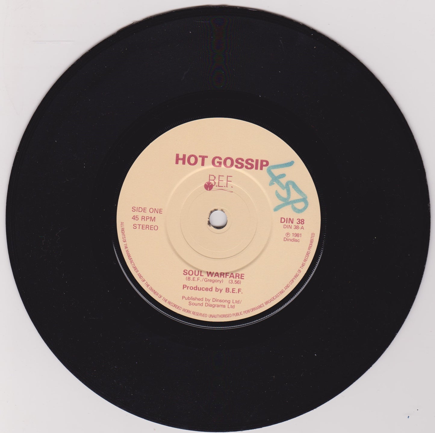 Hot Gossip – Soul Warfare (Dindisc 1982) 7" vinyl P/S single VG/VG