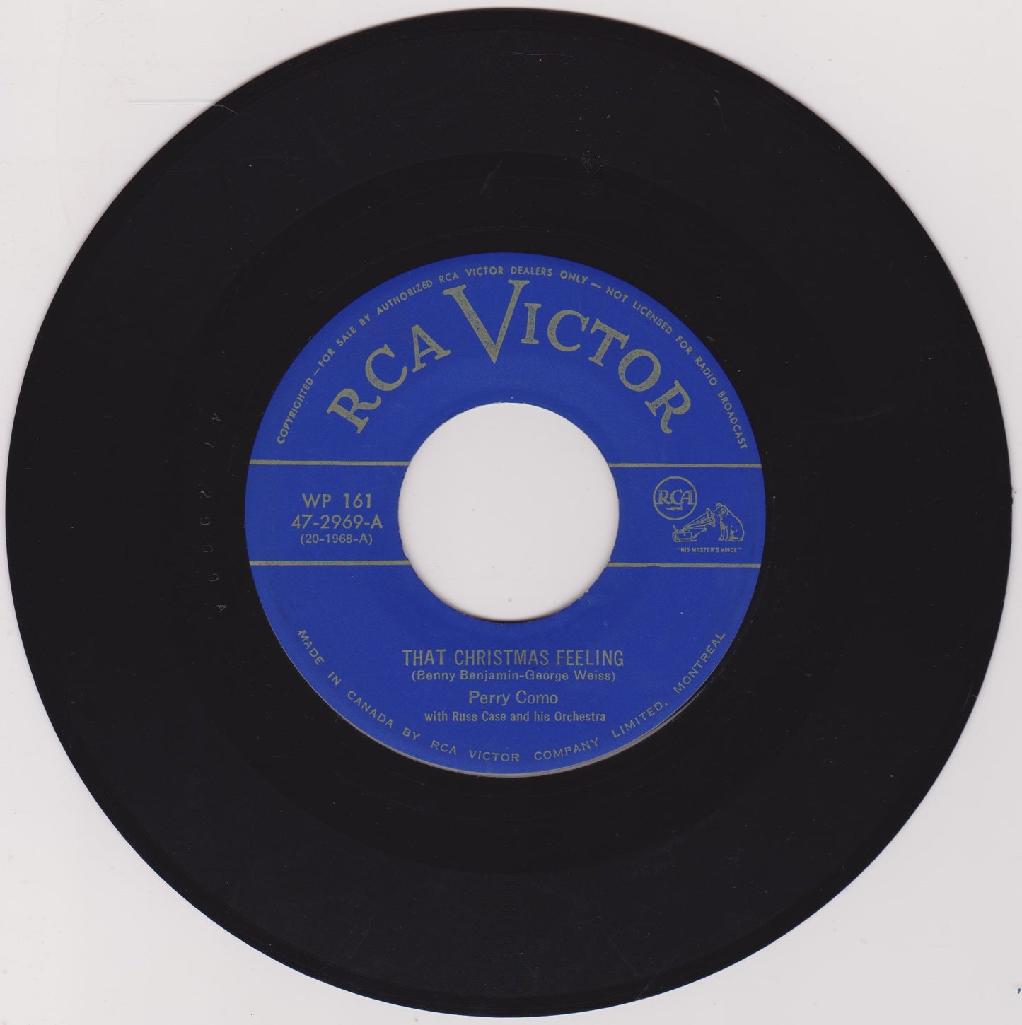 Perry Como - That Christmas Feeling (RCA 1952) 7" vinyl single VG/- jukebox Canada
