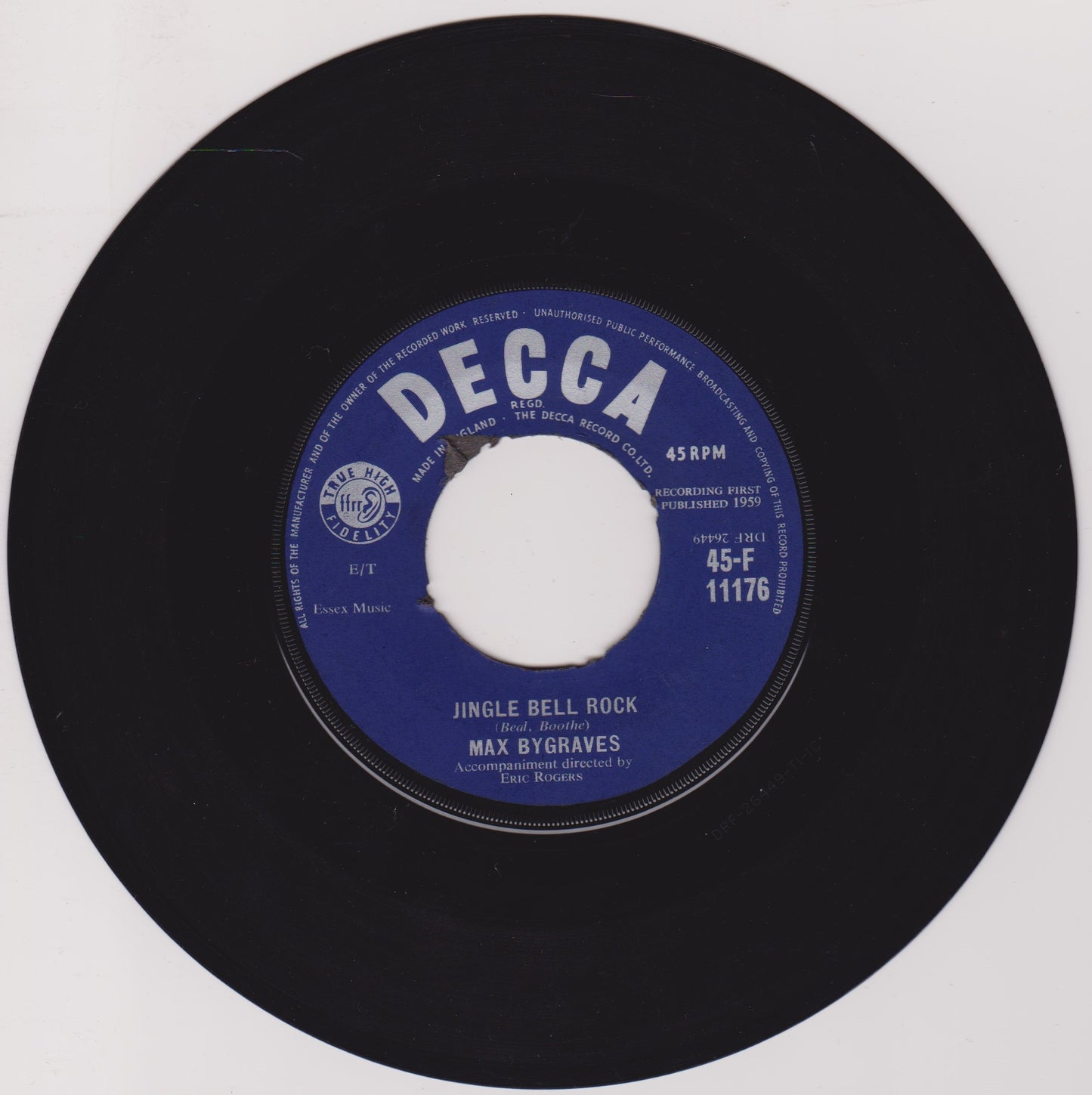 Max Bygraves ‎– Jingle Bell Rock (Decca 1959) 7" vinyl single VG/-