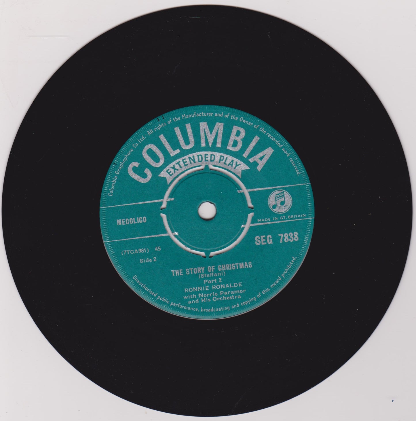 Ronnie Ronalde - The Story Of Christmas (Columbia  1958) 7" vinyl EP VG/VG