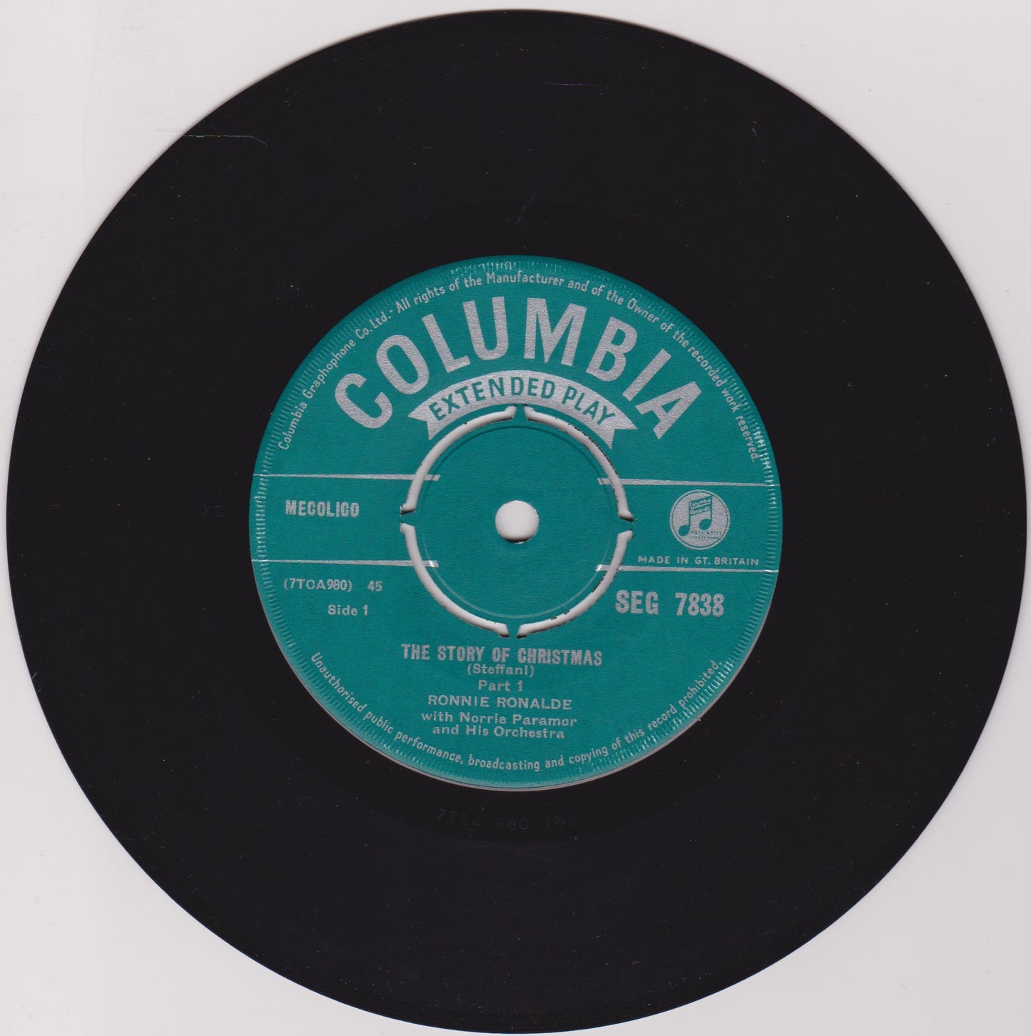 Ronnie Ronalde - The Story Of Christmas (Columbia  1958) 7" vinyl EP VG/VG