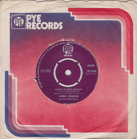 Lonnie Donegan And His Skiffle Group ‎– Battle Of New Orleans 7" vinyl single VG/G