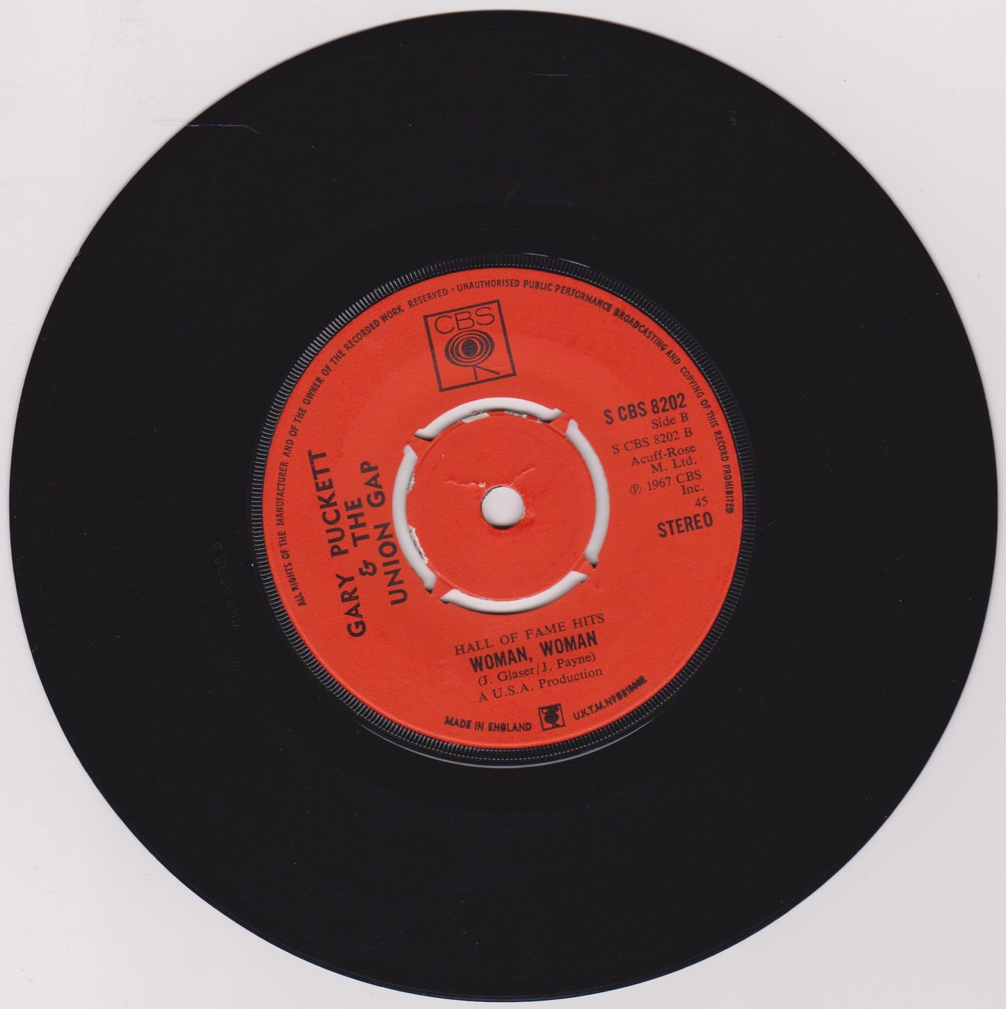 Gary Puckett & The Union Gap – Young Girl (CBS) 7" vinyl single VG/-